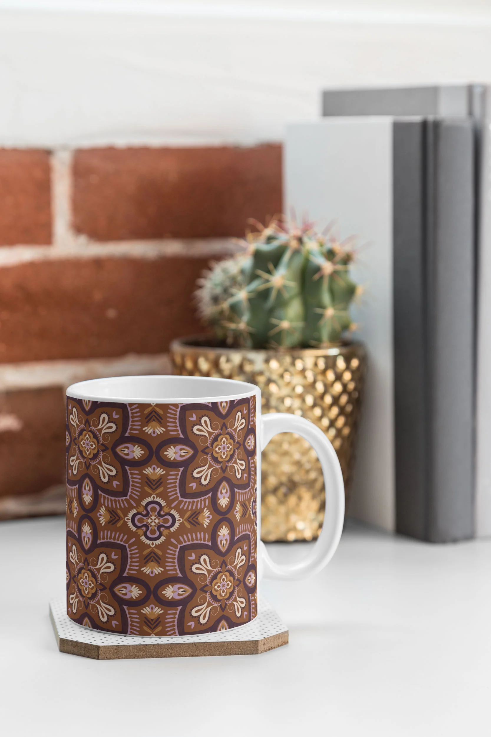 Pimlada Phuapradit Floral tiles 18 Coffee Mug - Image 3