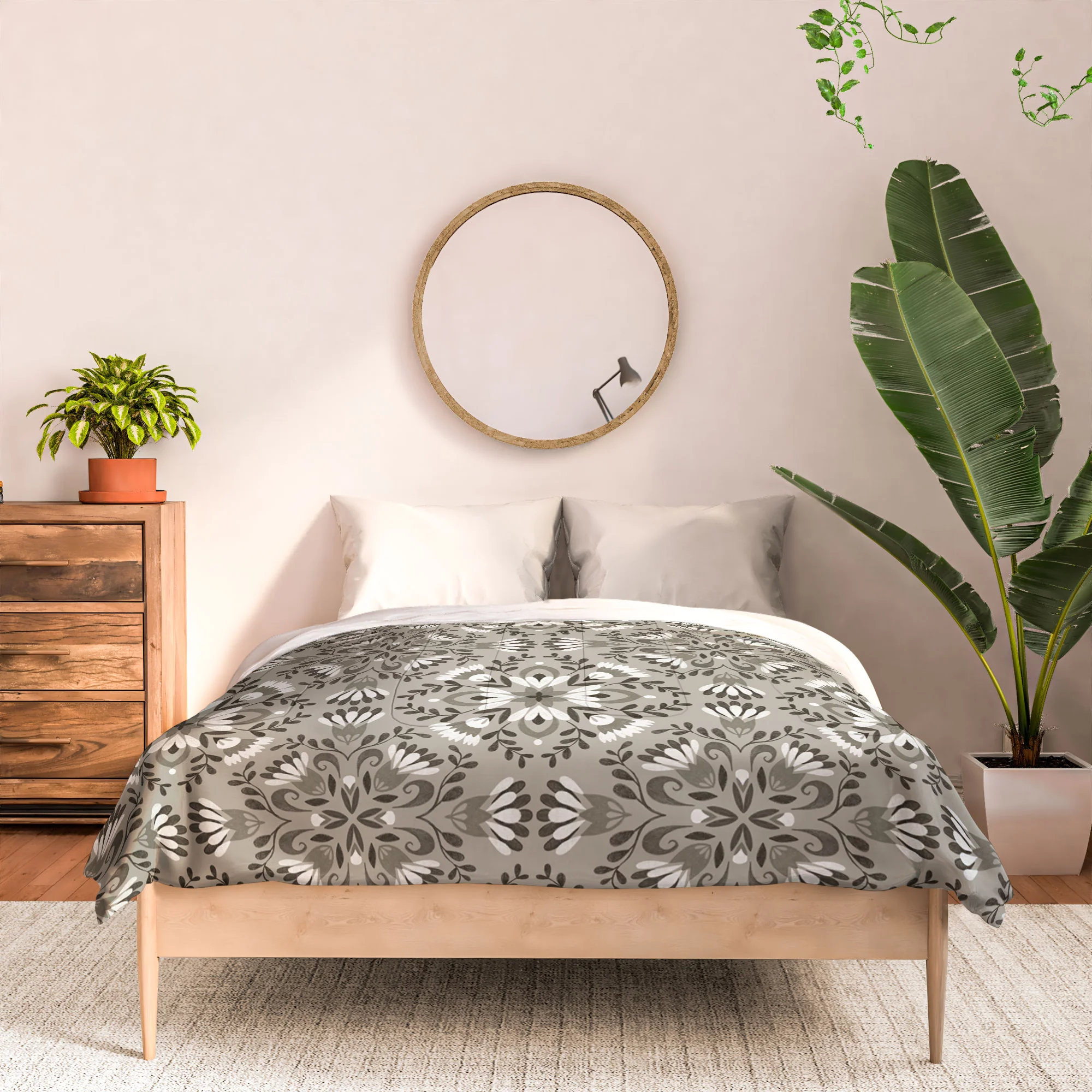Pimlada Phuapradit Floral Tiles Gray Comforter - Image 12