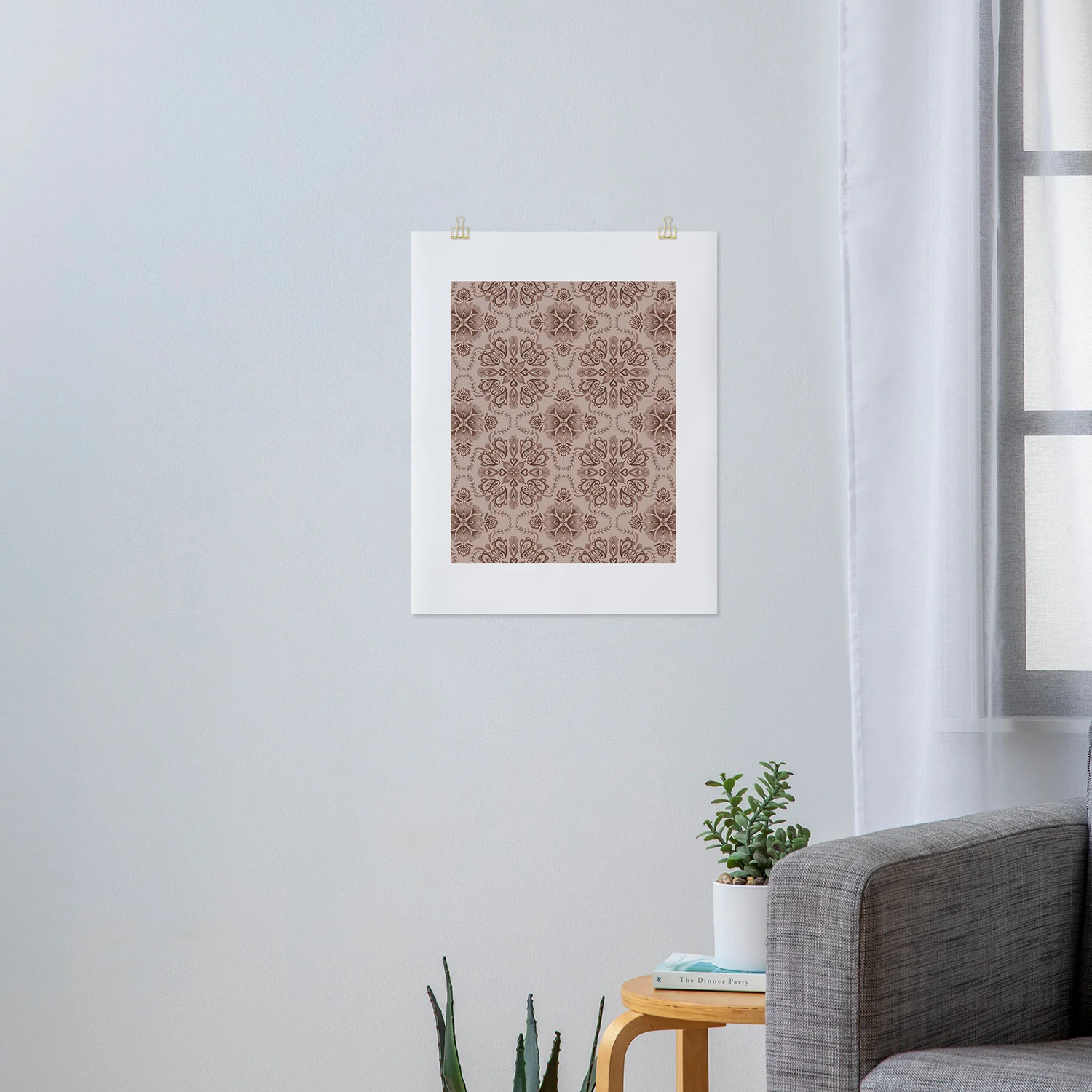 Pimlada Phuapradit Floral Tiles Light Brown Art Print - Image 9