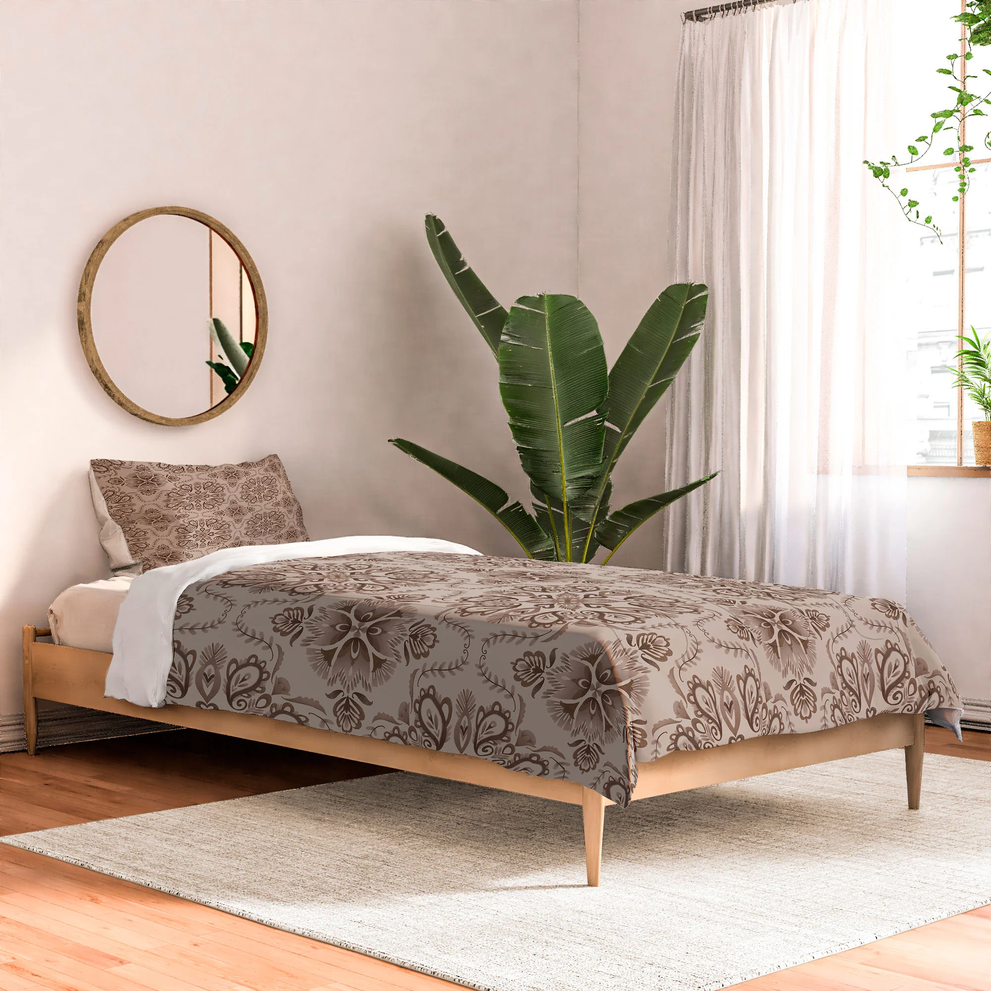 Pimlada Phuapradit Floral Tiles Light Brown Comforter - Image 8
