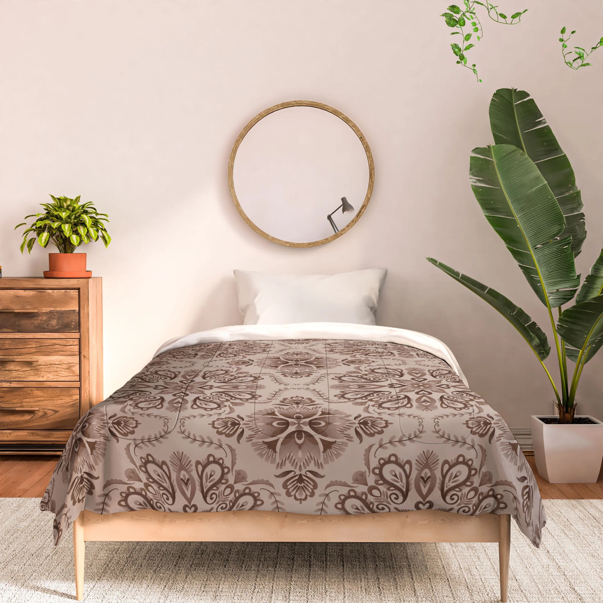 Pimlada Phuapradit Floral Tiles Light Brown Comforter - Image 9