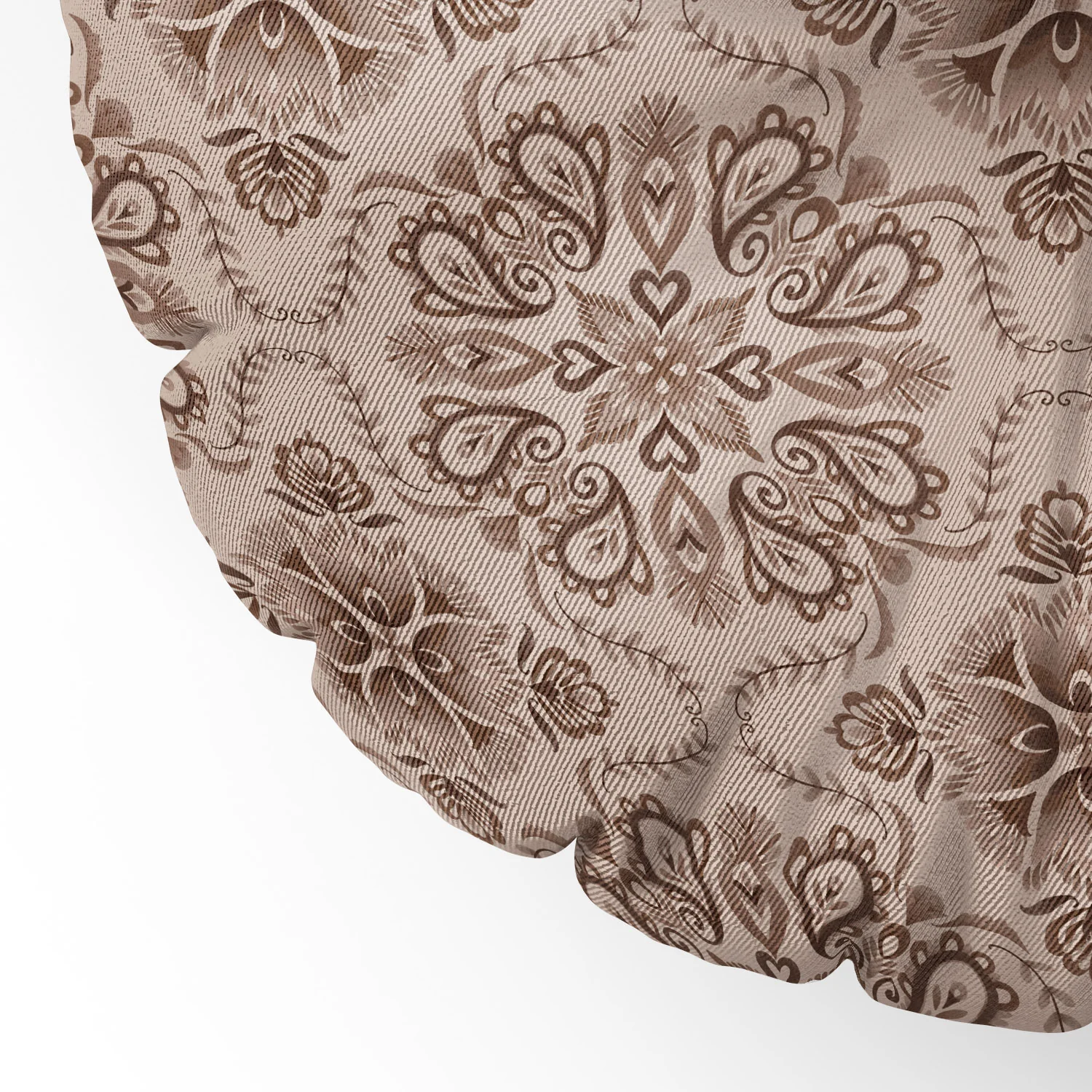 Pimlada Phuapradit Floral Tiles Light Brown Floor Pillow Round - Image 5