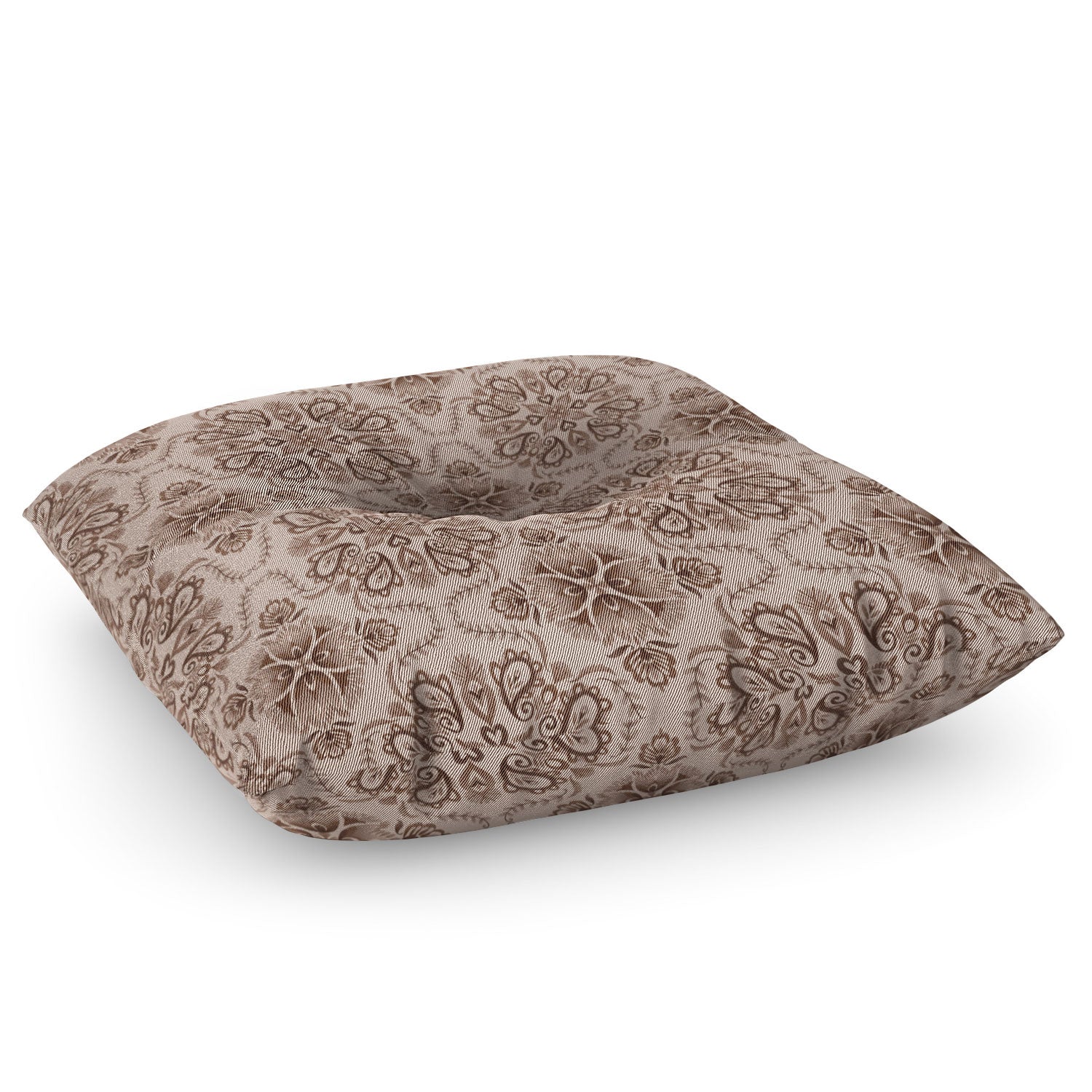 Pimlada Phuapradit Floral Tiles Light Brown Floor Pillow Square - Image 3