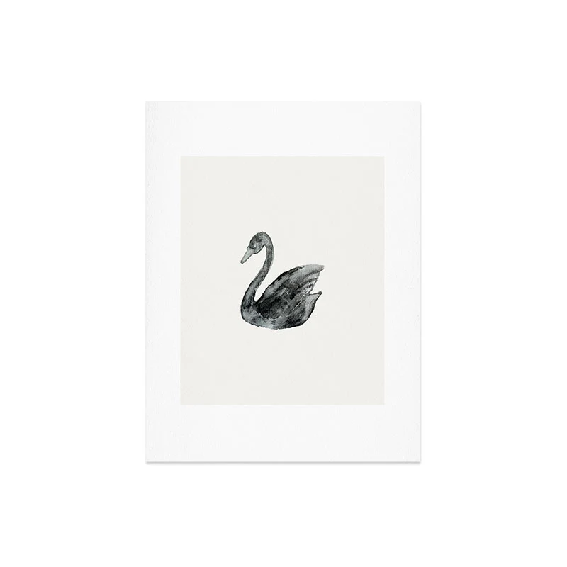 Pink Water Elegant black white swan Art Print - Image 10