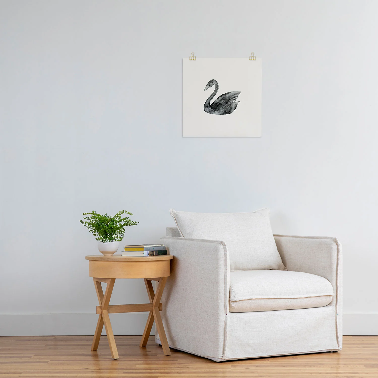 Pink Water Elegant black white swan Art Print - Image 18