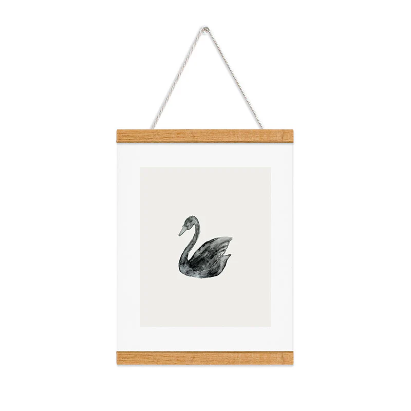 Pink Water Elegant black white swan Art Print - Image 28