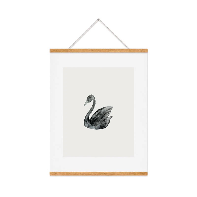 Pink Water Elegant black white swan Art Print - Image 34
