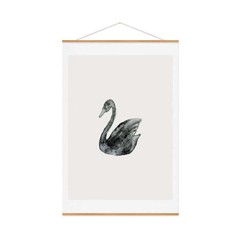 Pink Water Elegant black white swan Art Print - Image 52
