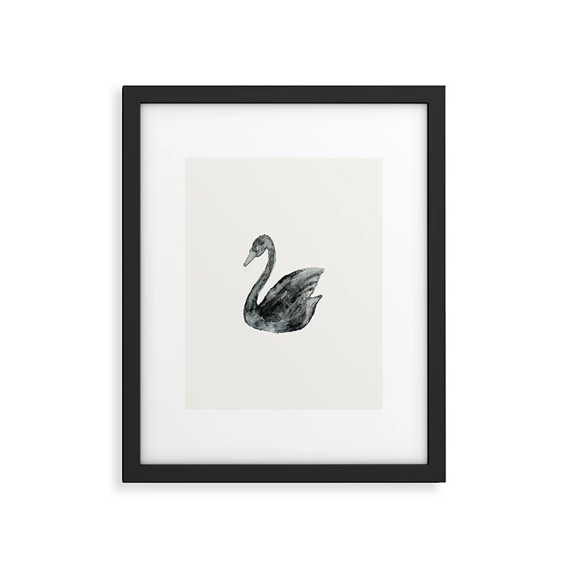 Pink Water Elegant black white swan Framed Art Print - Image 35