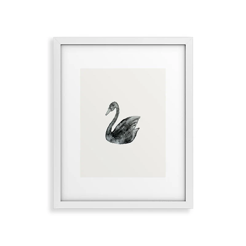 Pink Water Elegant black white swan Framed Art Print - Image 37