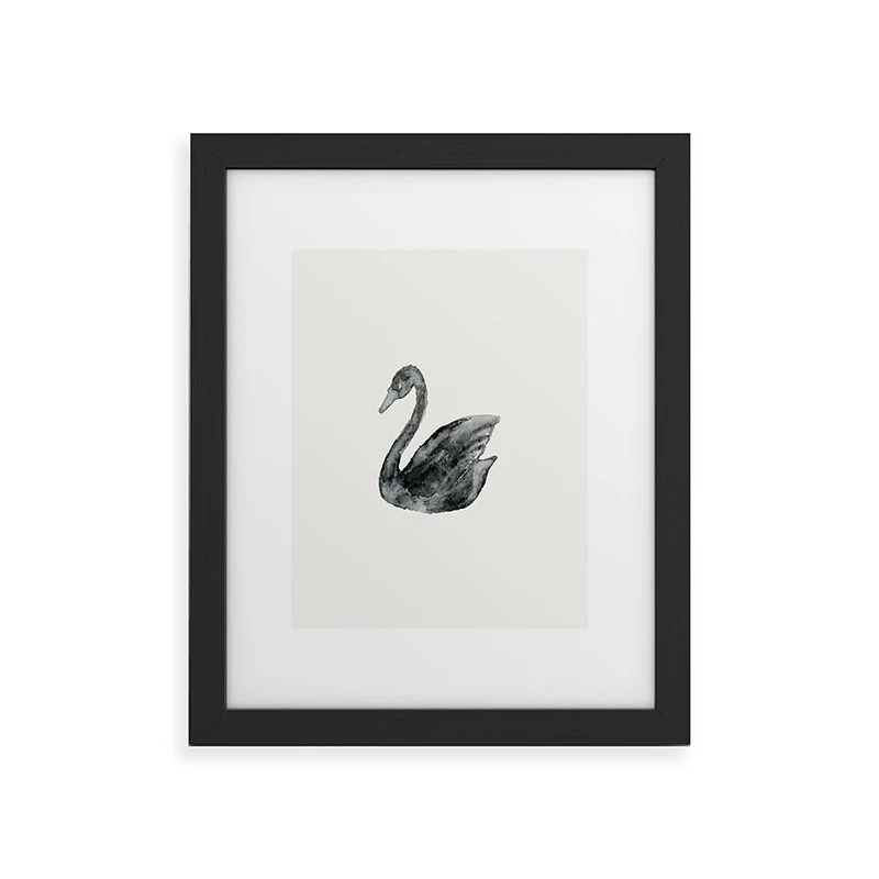 Pink Water Elegant black white swan Framed Art Print - Image 9