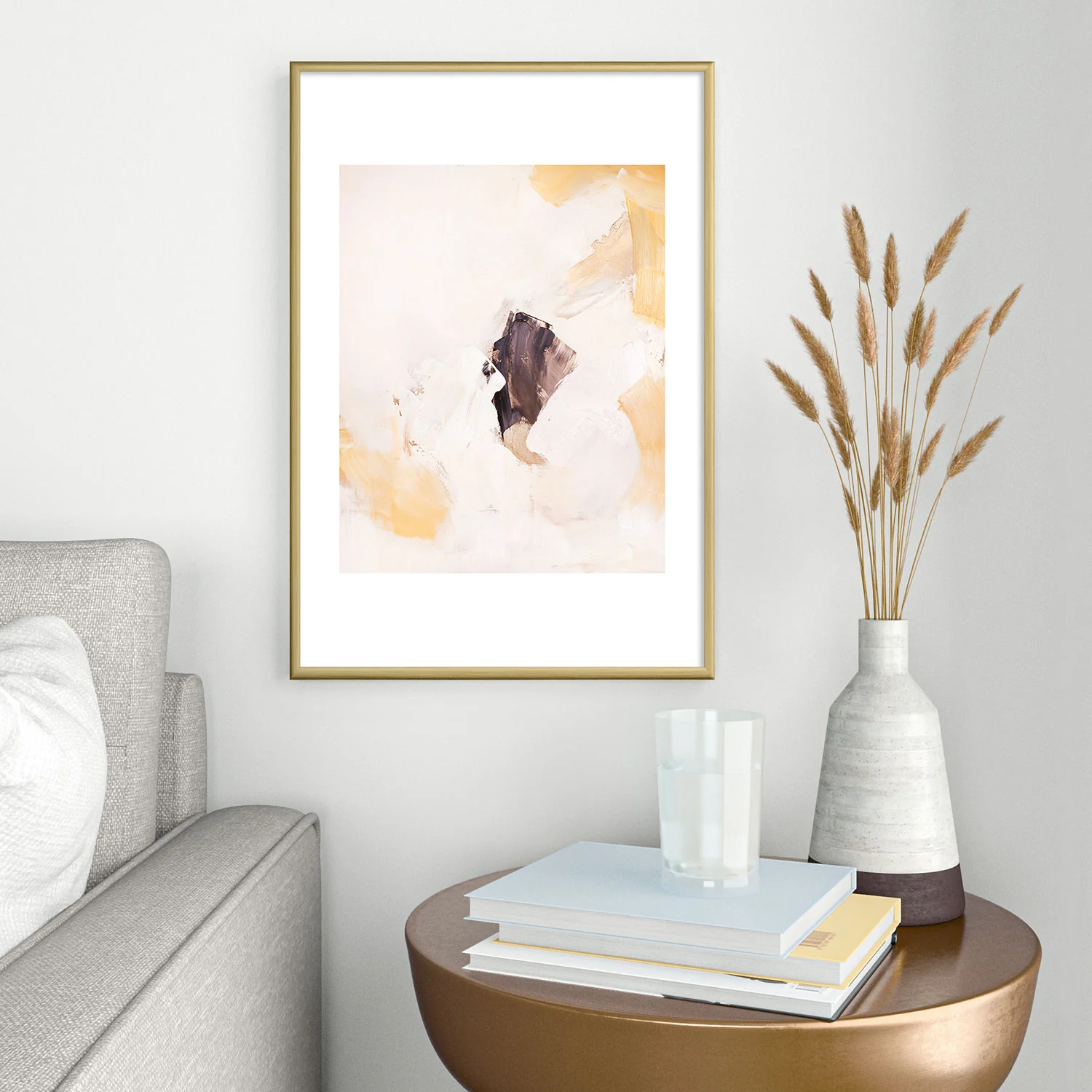PrettyPainter Abstract Neutrals V1 Metal Framed Art Print - Image 14