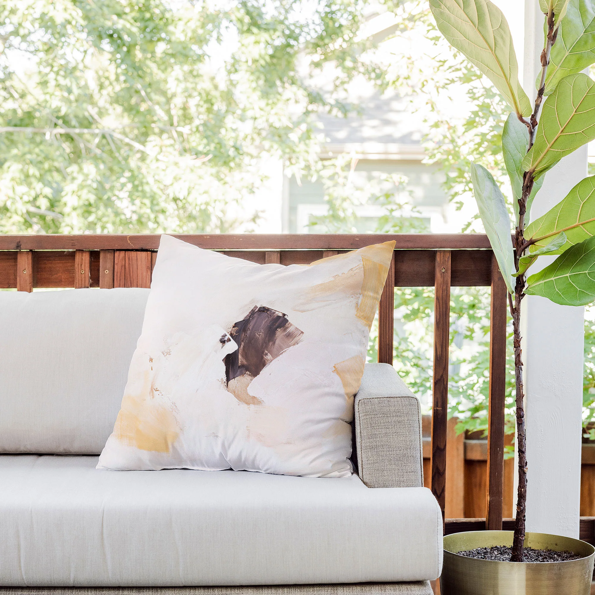 PrettyPainter Abstract Neutrals V1 Outdoor Throw Pillow - Image 7