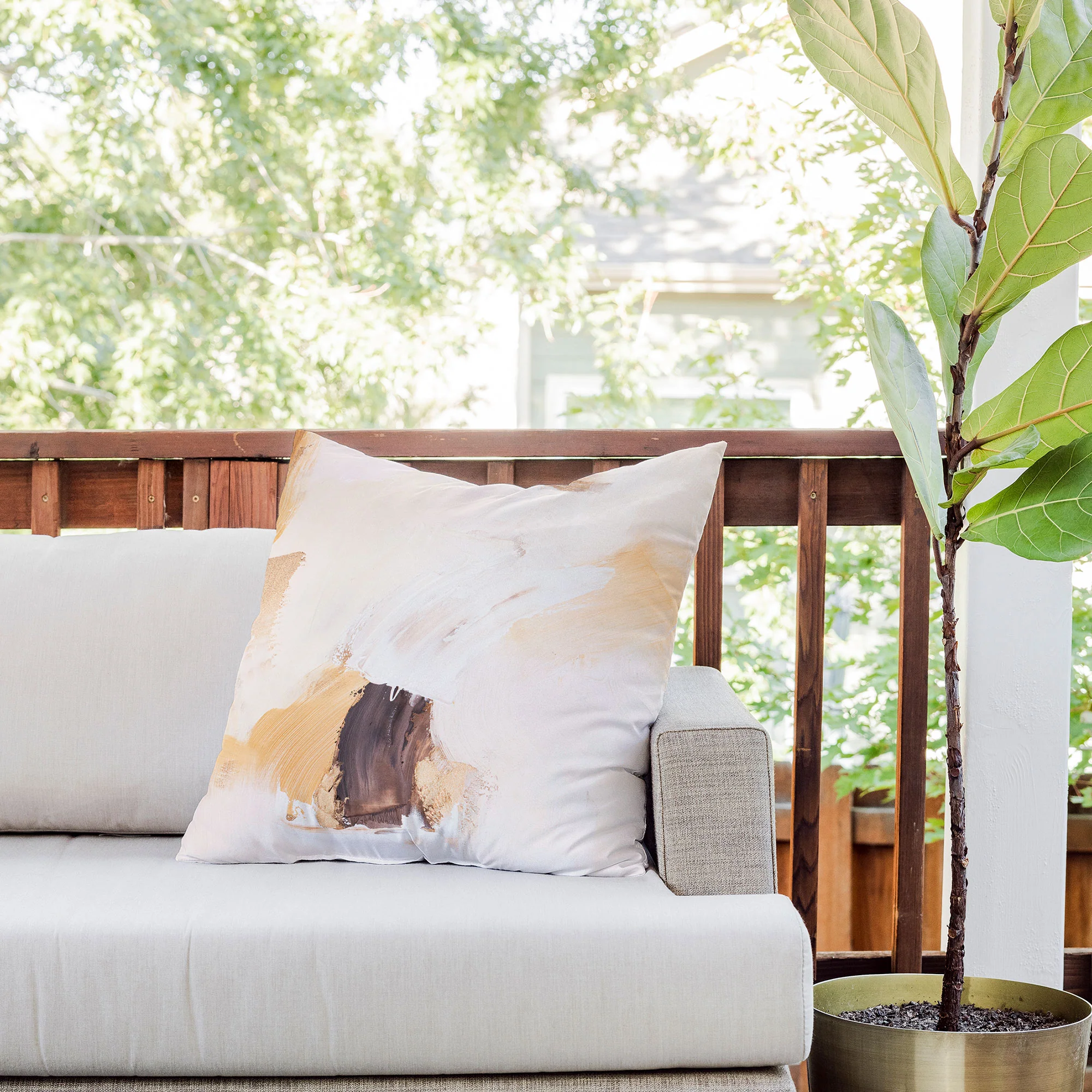 PrettyPainter Abstract Neutrals V2 Outdoor Throw Pillow - Image 7