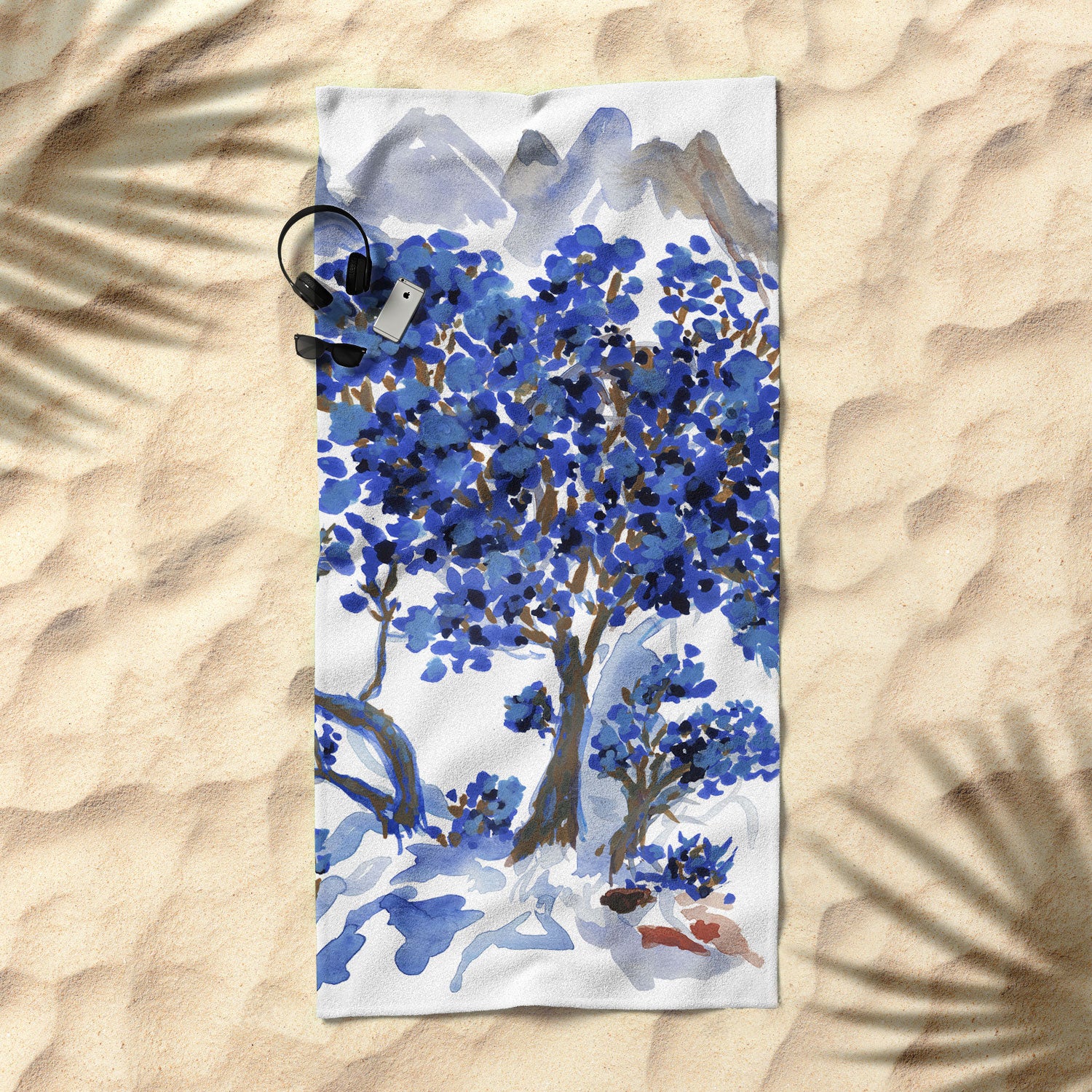 Rachelle Roberts Misty Blue Mountain Beach Towel - Image 2