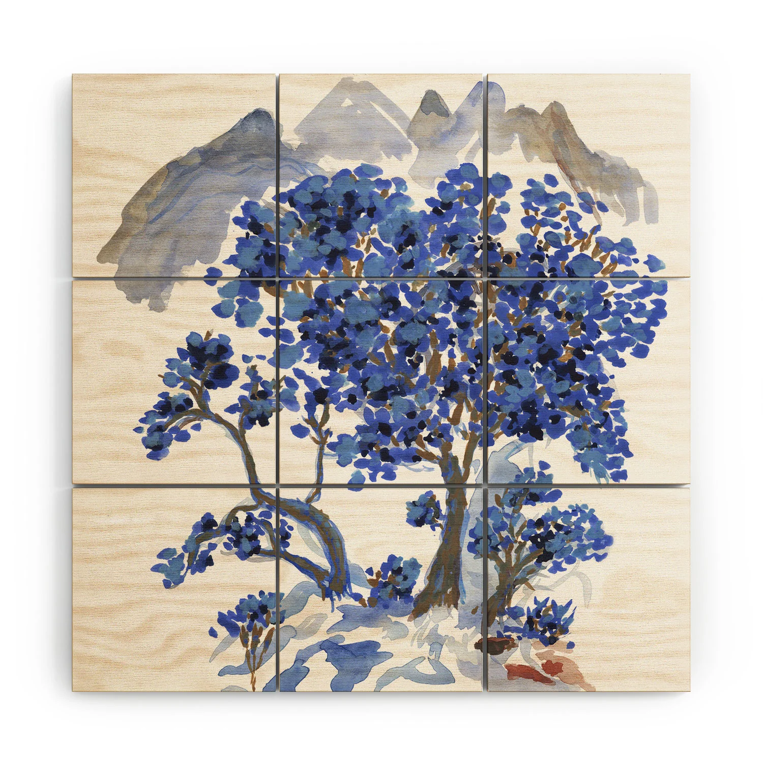 Rachelle Roberts Misty Blue Mountain Wood Wall Mural - Image 3