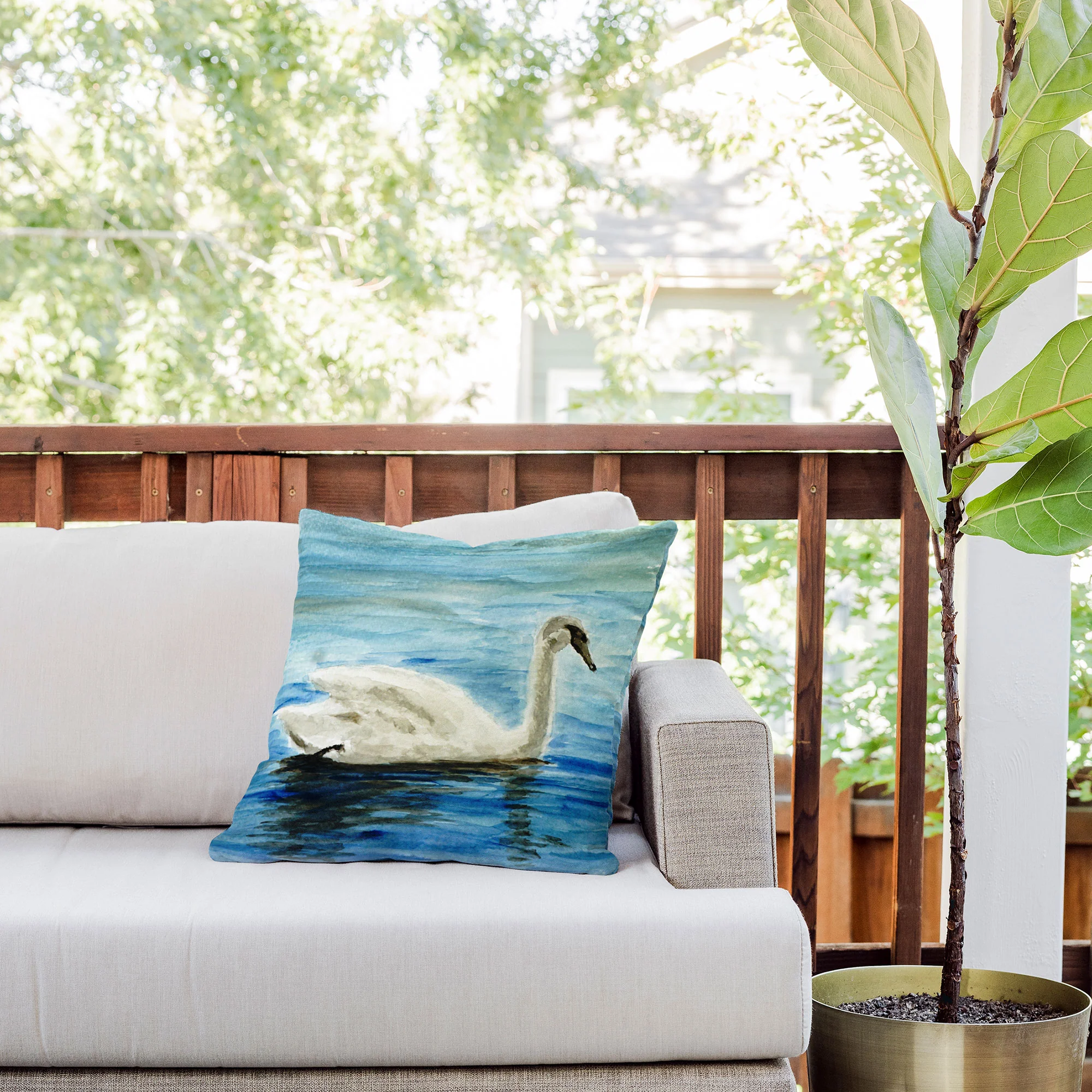 Seleneli_art swan I Outdoor Throw Pillow - Image 6