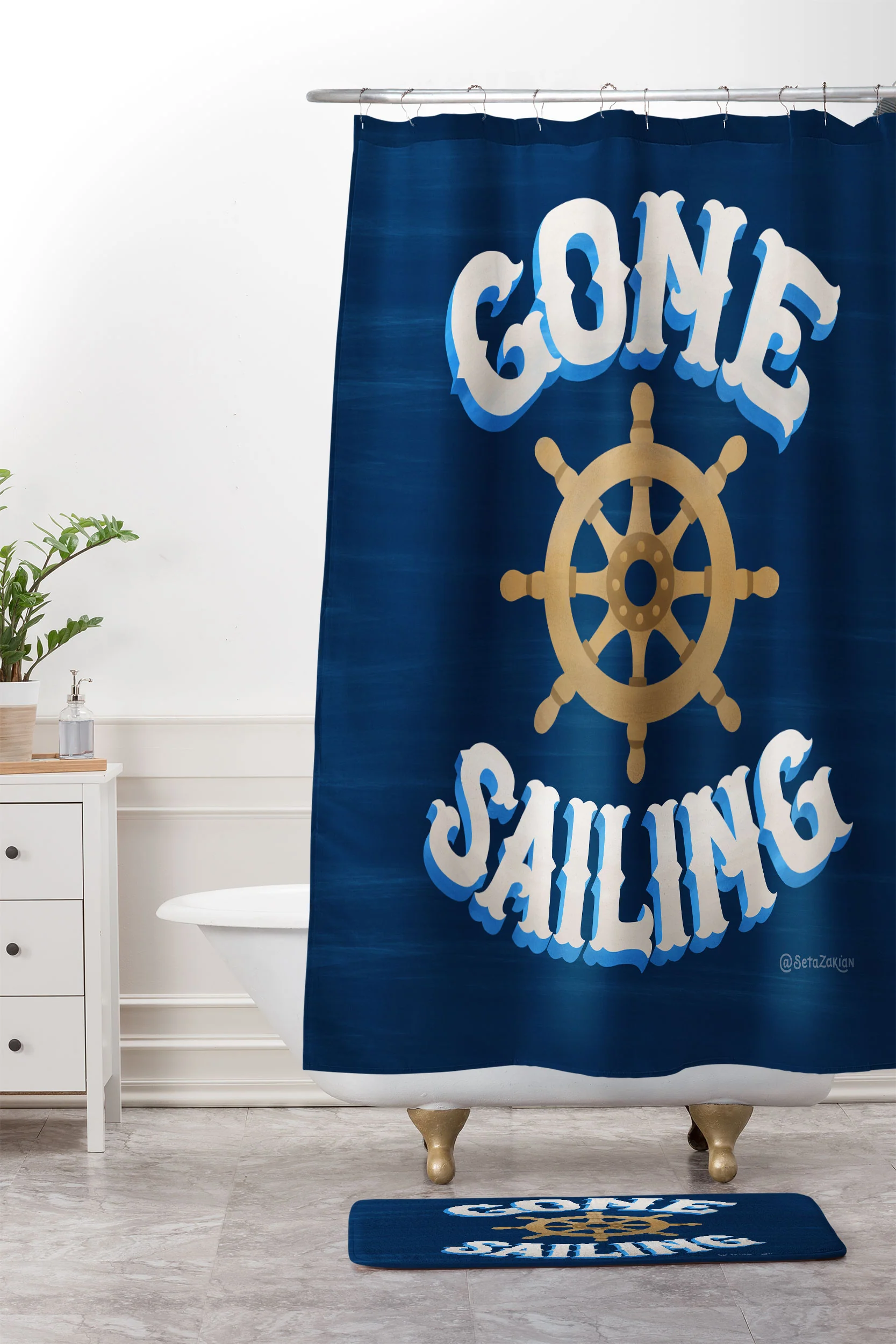 Seta Zakian Gone Sailing Memory Foam Bath Mat - Image 4