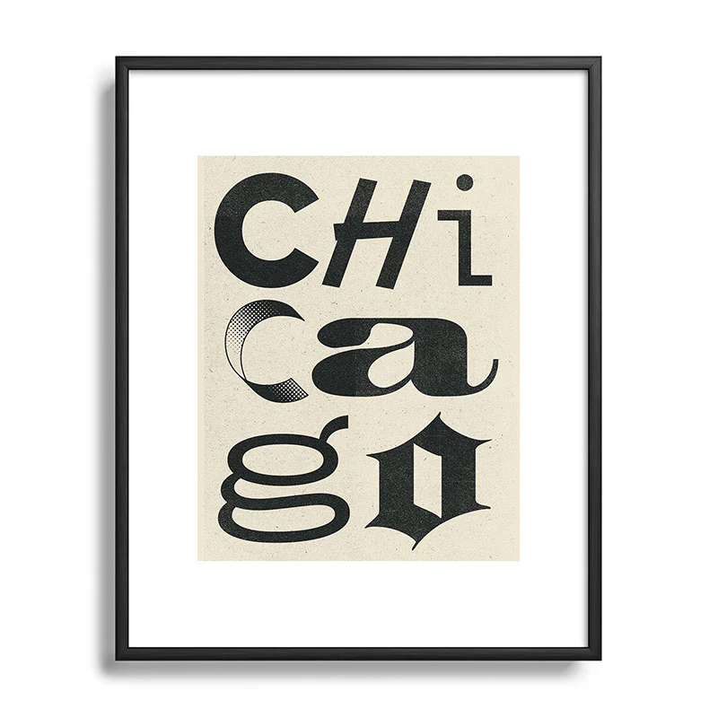 Society6 Design Studio Chicago Found Text Metal Framed Art Print - Image 9