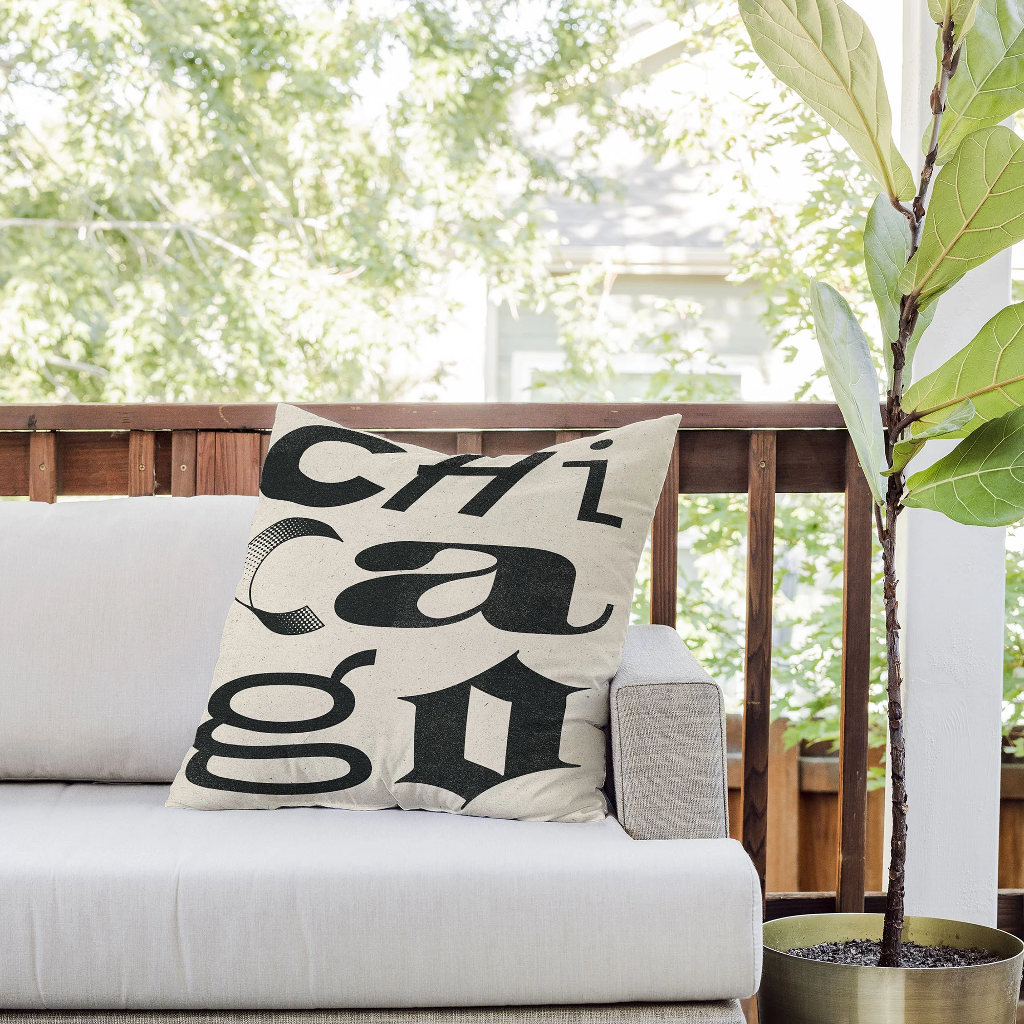 Society6 Design Studio Chicago Found Text Outdoor Throw Pillow - Image 7