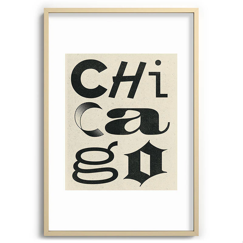 Society6 Design Studio Chicago Found Text Recessed Framing Rectangle - Image 29