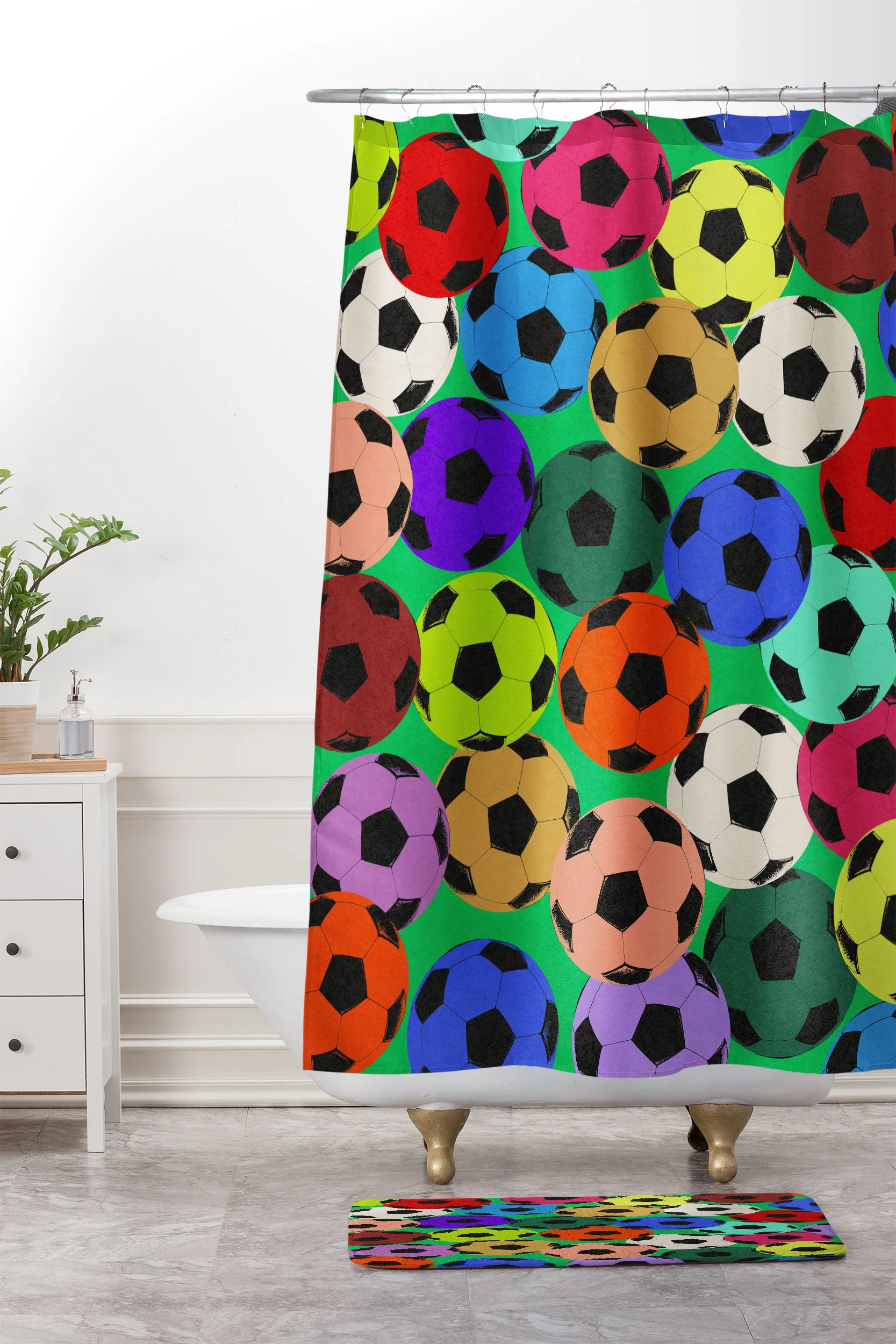 Society6 Design Studio World Cup Football Rainbow Memory Foam Bath Mat - Image 4