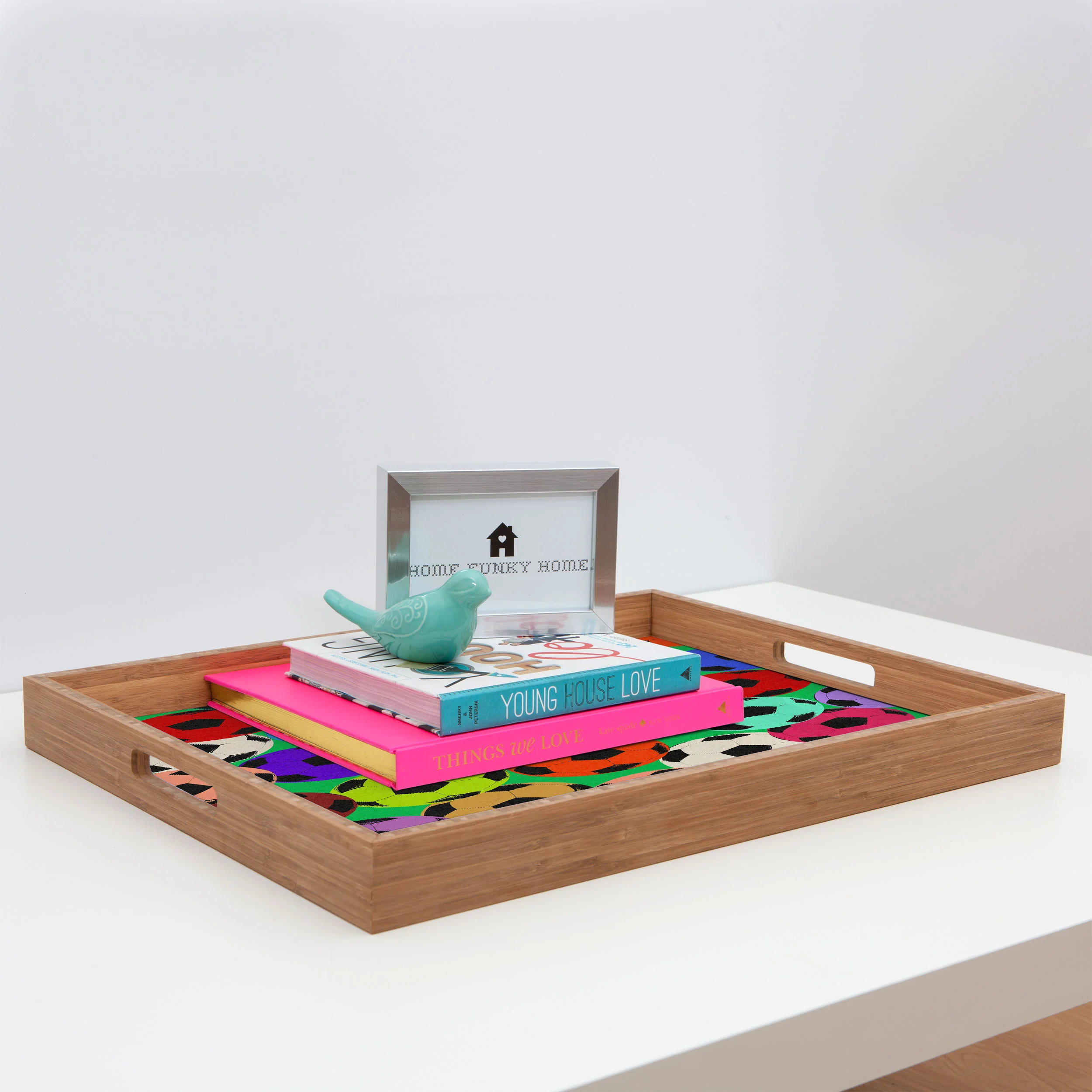 Society6 Design Studio World Cup Football Rainbow Rectangular Tray - Image 3