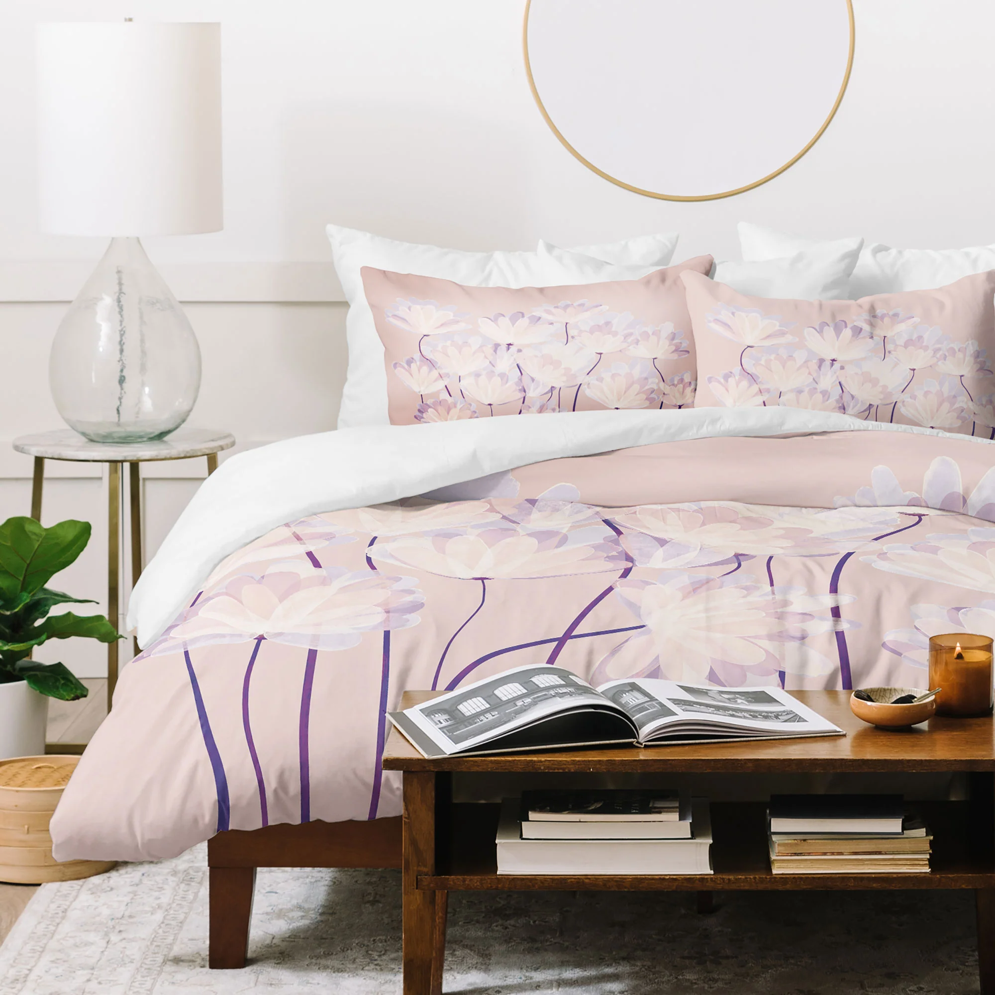 Suneldesigns Delicate Light Pink Abstract Duvet Cover - Image 55