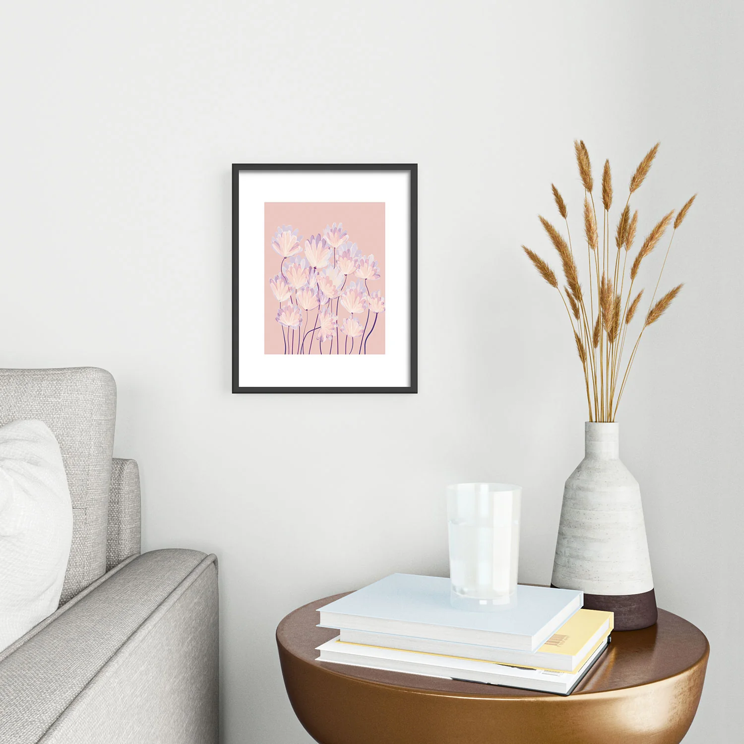 Suneldesigns Delicate Light Pink Abstract Metal Framed Art Print - Image 10