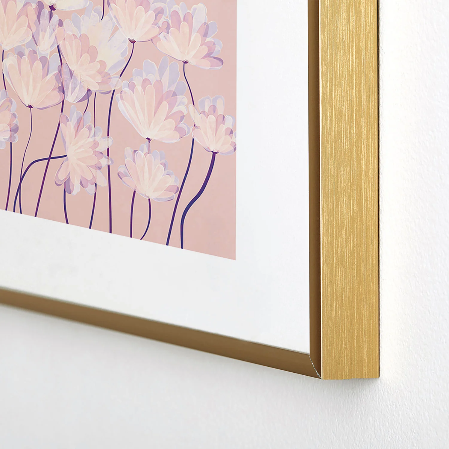 Suneldesigns Delicate Light Pink Abstract Metal Framed Art Print - Image 4
