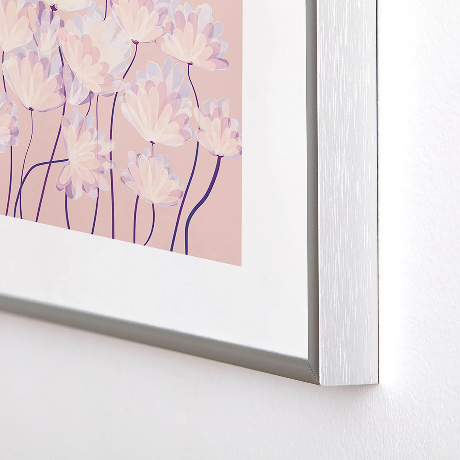 Suneldesigns Delicate Light Pink Abstract Metal Framed Art Print - Image 8