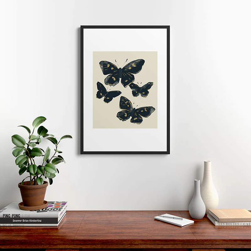 ThingDesign Black Butterflies 2 Framed Art Print - Image 36