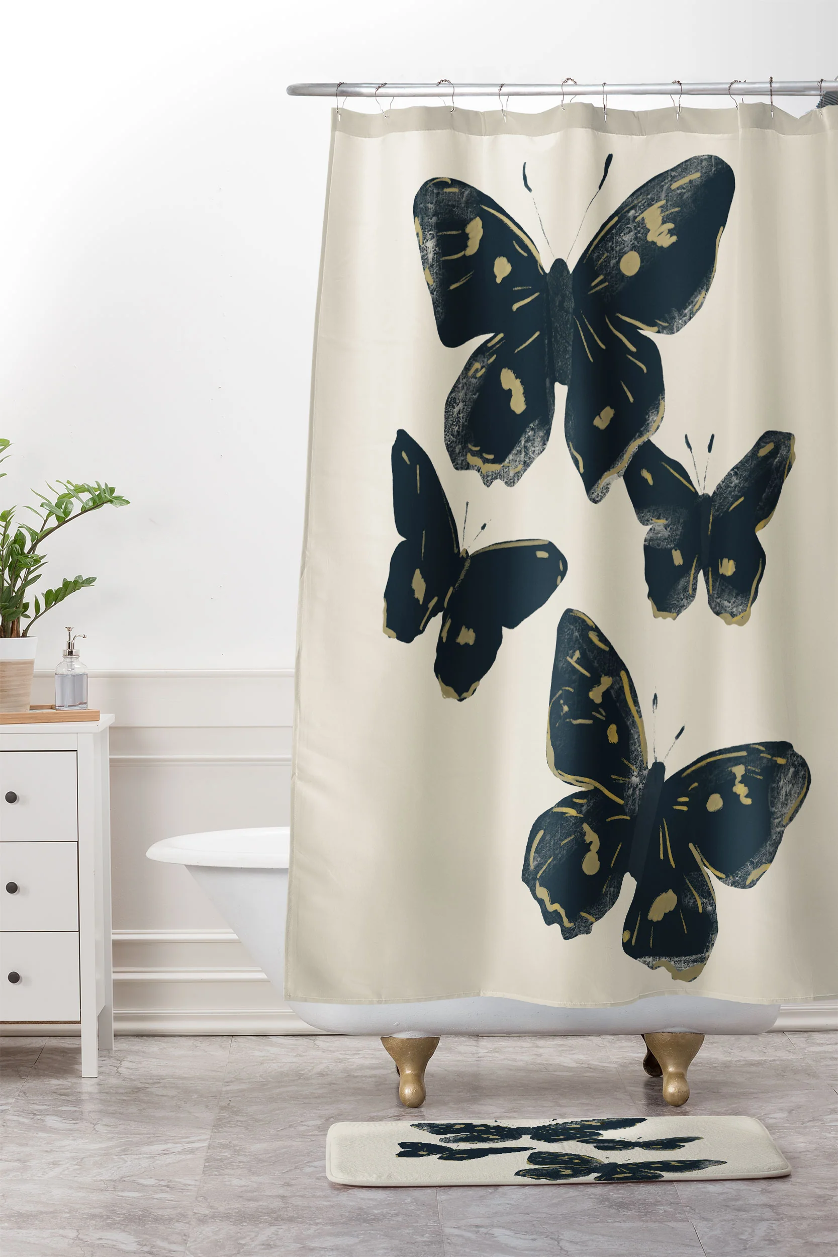 ThingDesign Black Butterflies 2 Memory Foam Bath Mat - Image 4