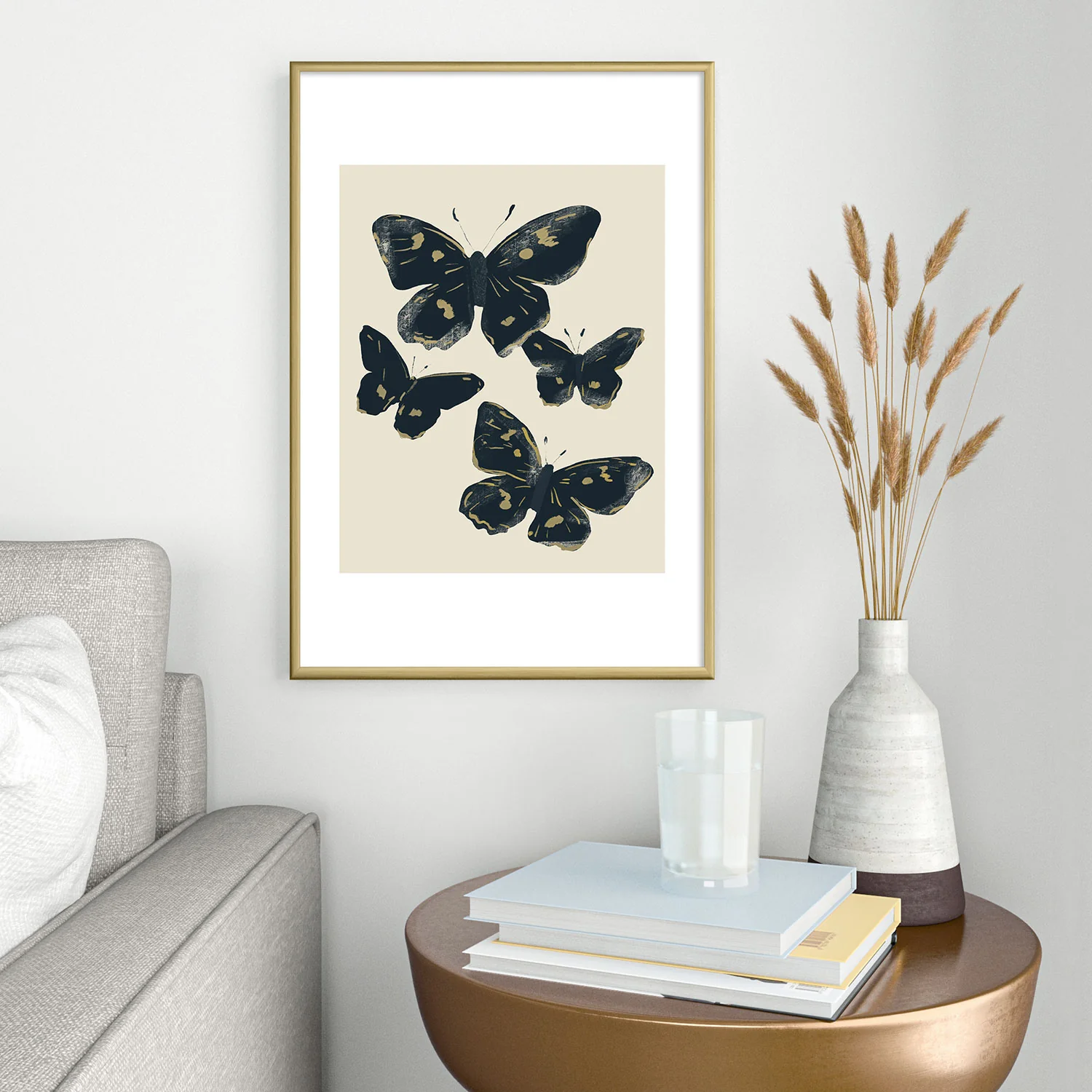 ThingDesign Black Butterflies 2 Metal Framed Art Print - Image 14