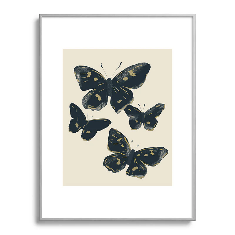 ThingDesign Black Butterflies 2 Metal Framed Art Print - Image 29