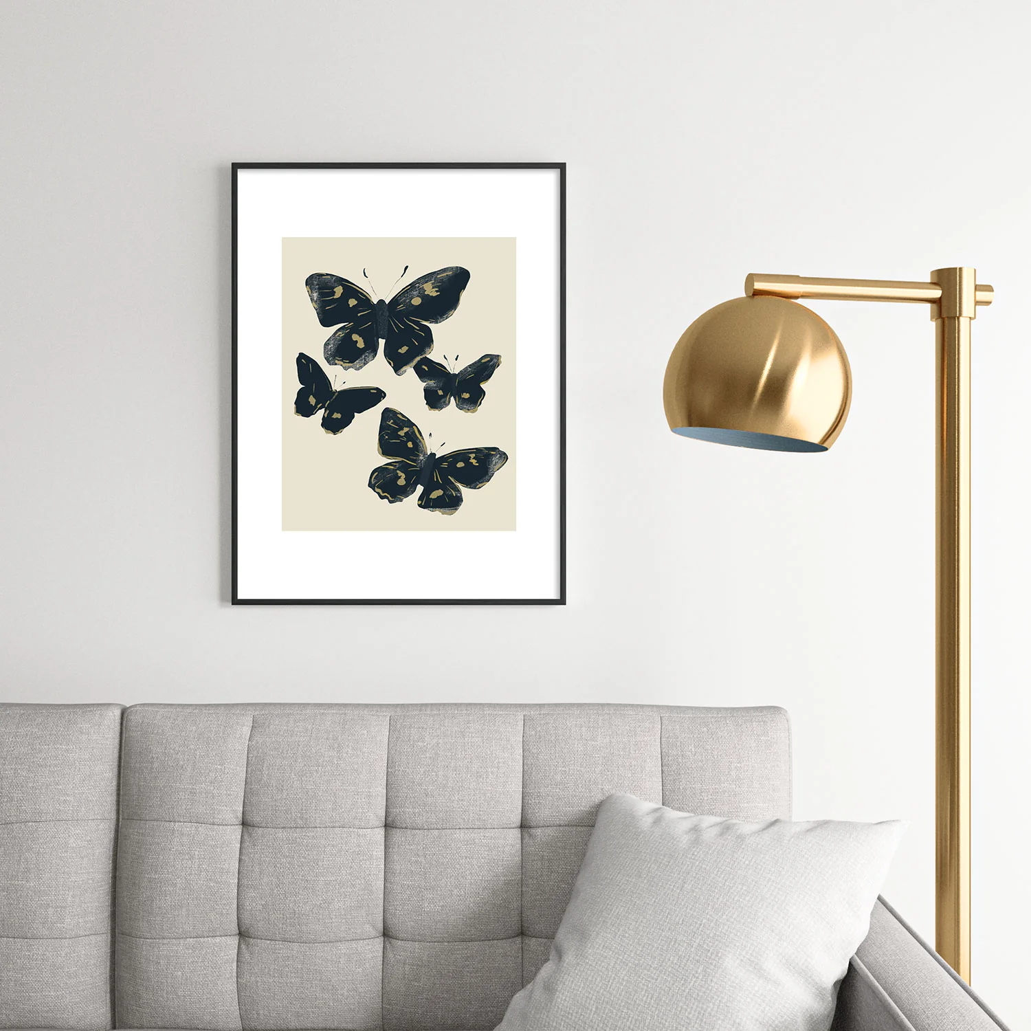 ThingDesign Black Butterflies 2 Metal Framed Art Print - Image 34