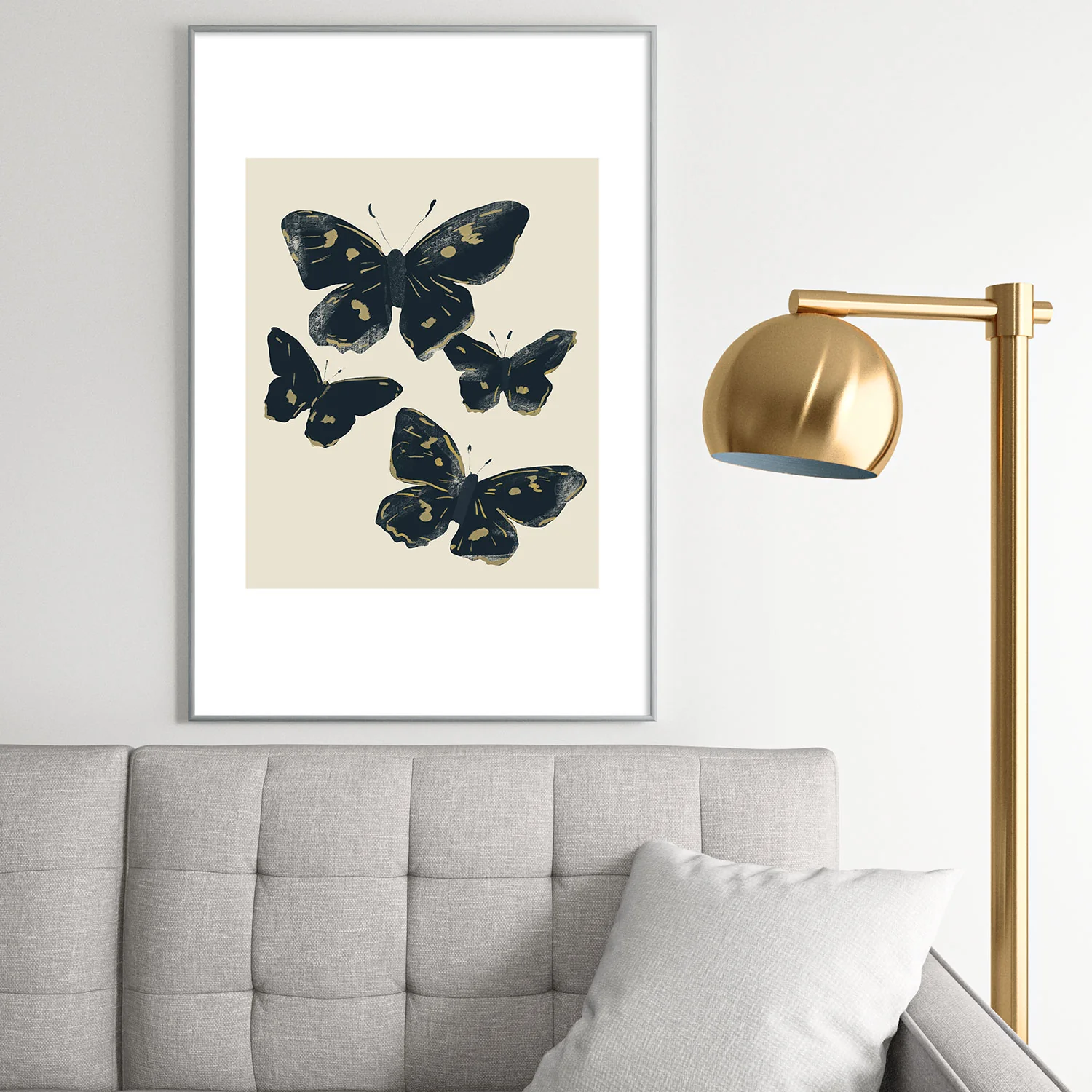 ThingDesign Black Butterflies 2 Metal Framed Art Print - Image 42
