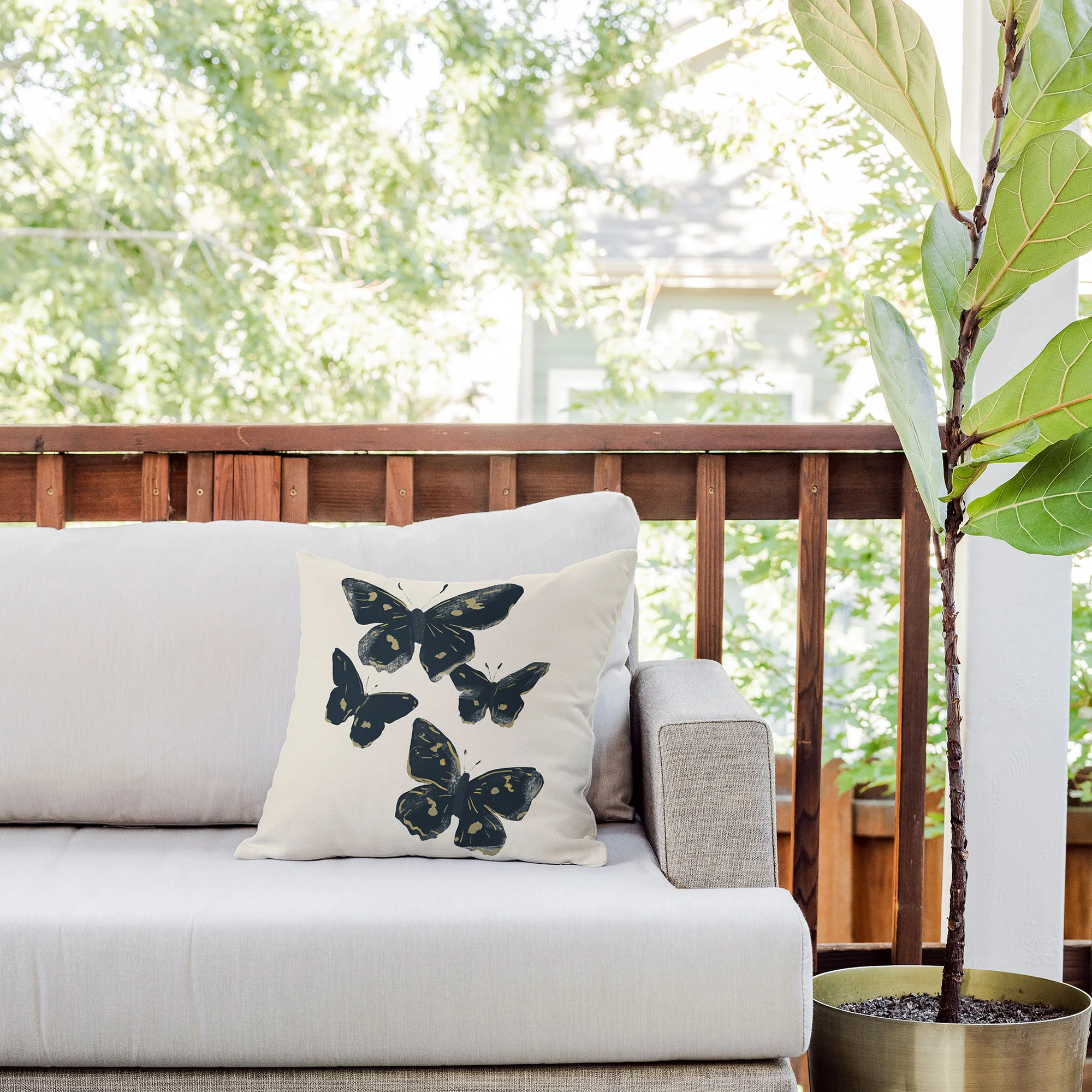 ThingDesign Black Butterflies 2 Outdoor Throw Pillow - Image 5