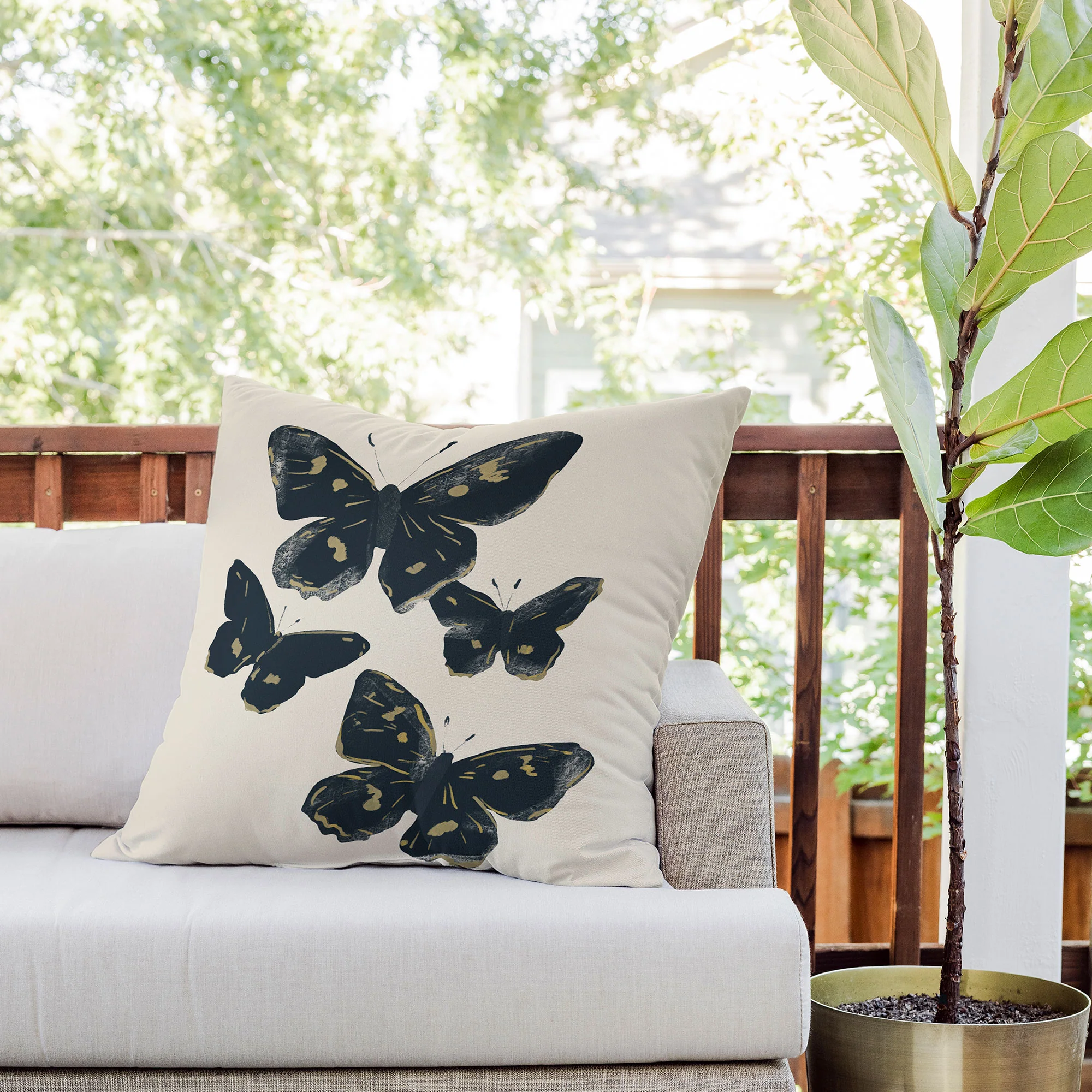 ThingDesign Black Butterflies 2 Outdoor Throw Pillow - Image 8