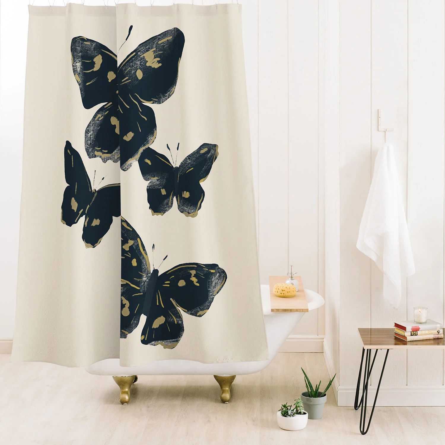 ThingDesign Black Butterflies 2 Shower Curtain - Image 2