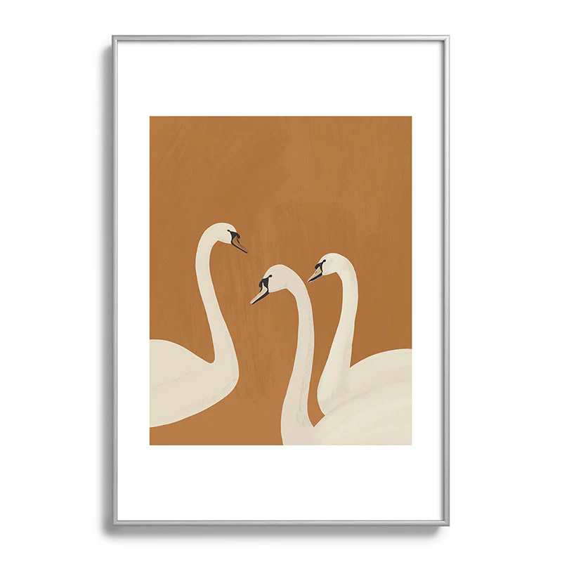 ThingDesign White Swans 2 Metal Framed Art Print - Image 17