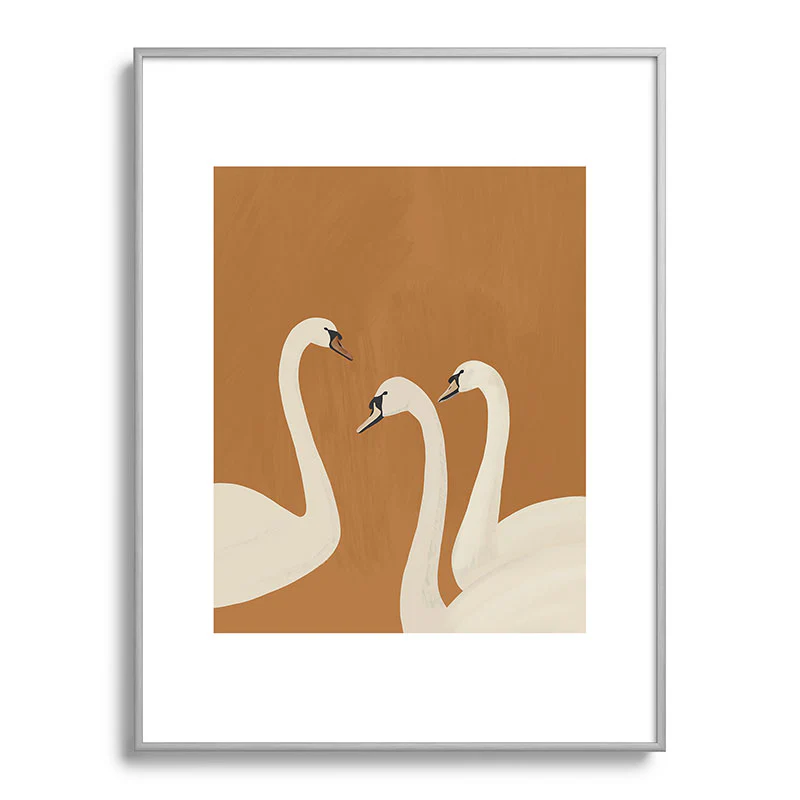 ThingDesign White Swans 2 Metal Framed Art Print - Image 29