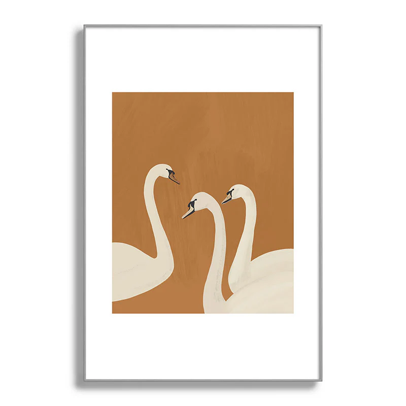 ThingDesign White Swans 2 Metal Framed Art Print - Image 41