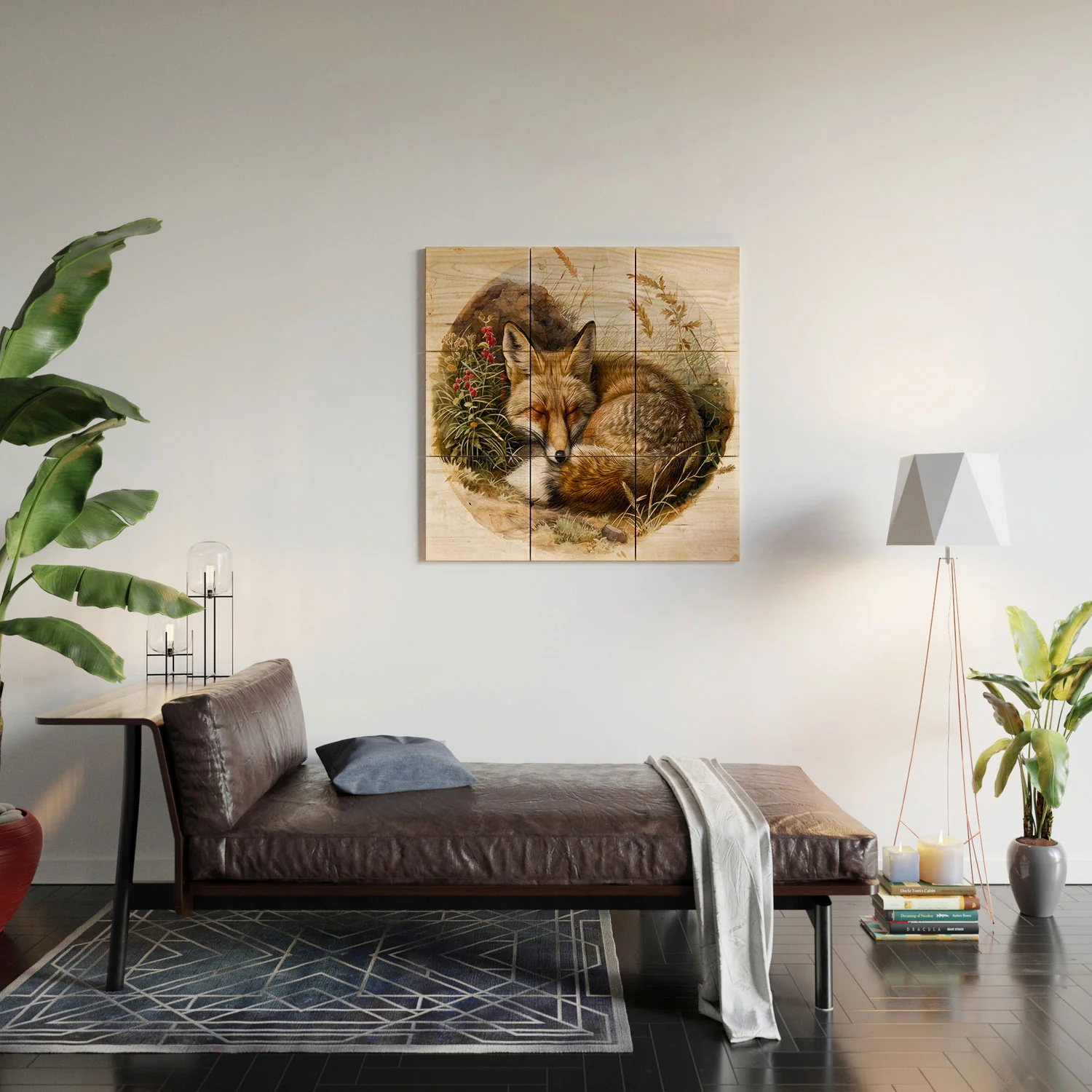 trajeado14 Fox Sleeping Vintage Illustration Wood Wall Mural - Image 4