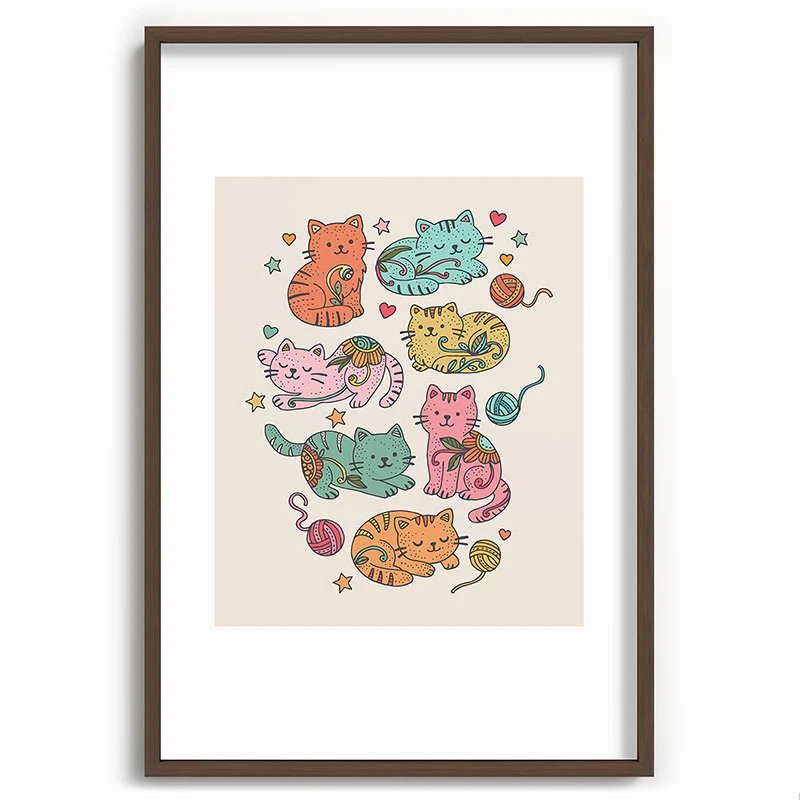 Valentina Ramos Floral Cats and Yarn Recessed Framing Rectangle - Image 31