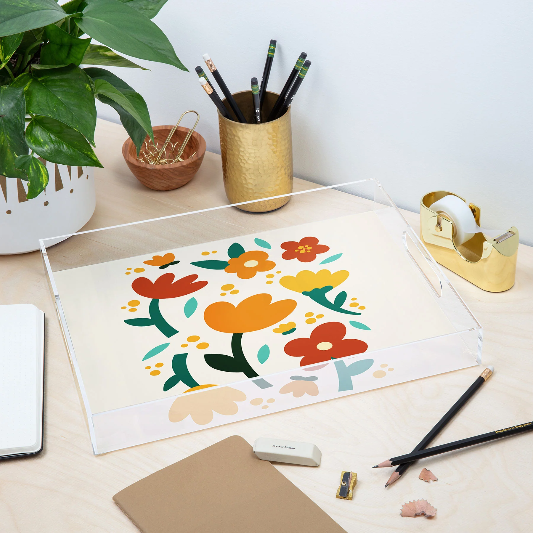 Valeria Frustaci Colorful fall flowers Acrylic Tray - Image 8