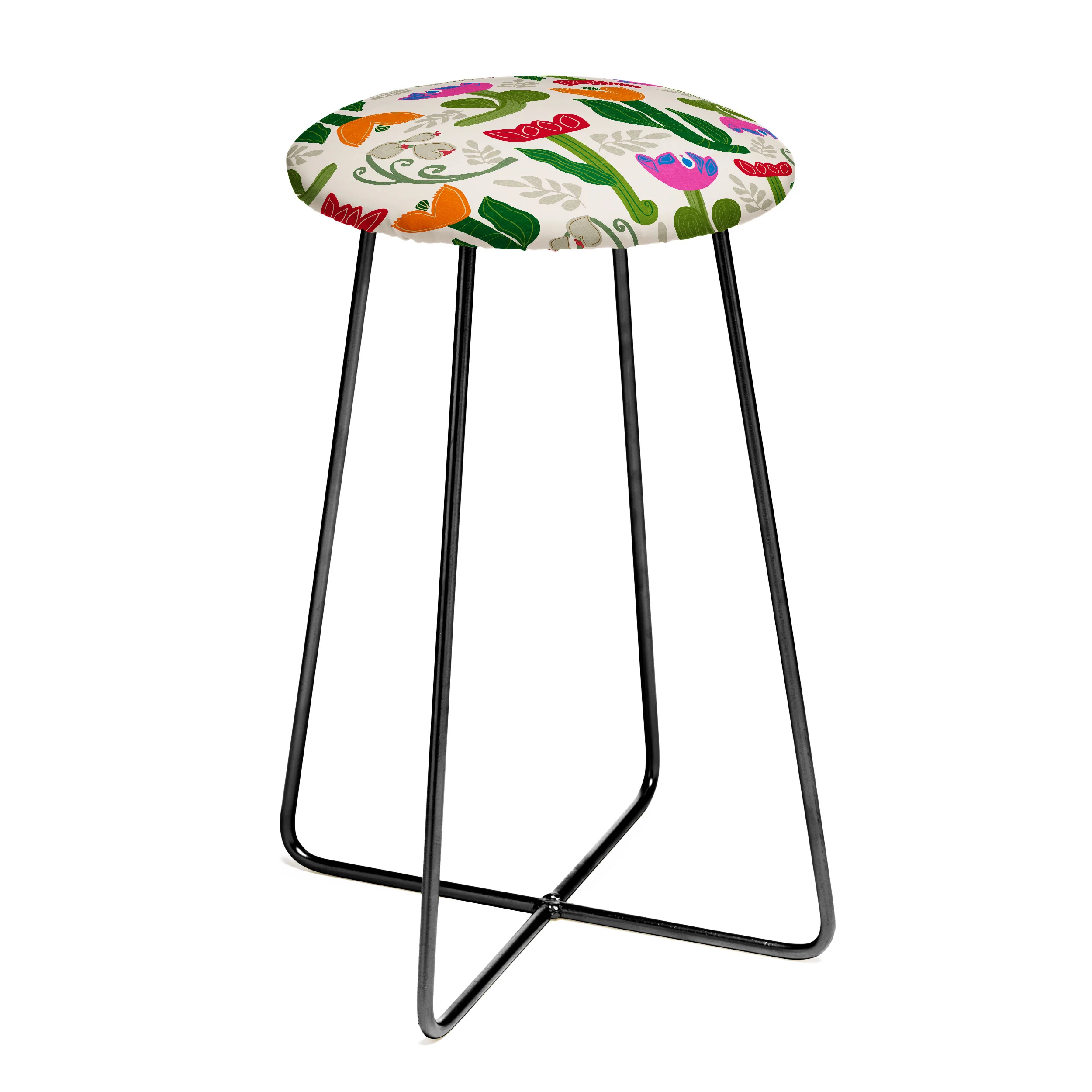 Viviana Gonzalez Bold Folk Wildflowers Counter Stool - Image 2