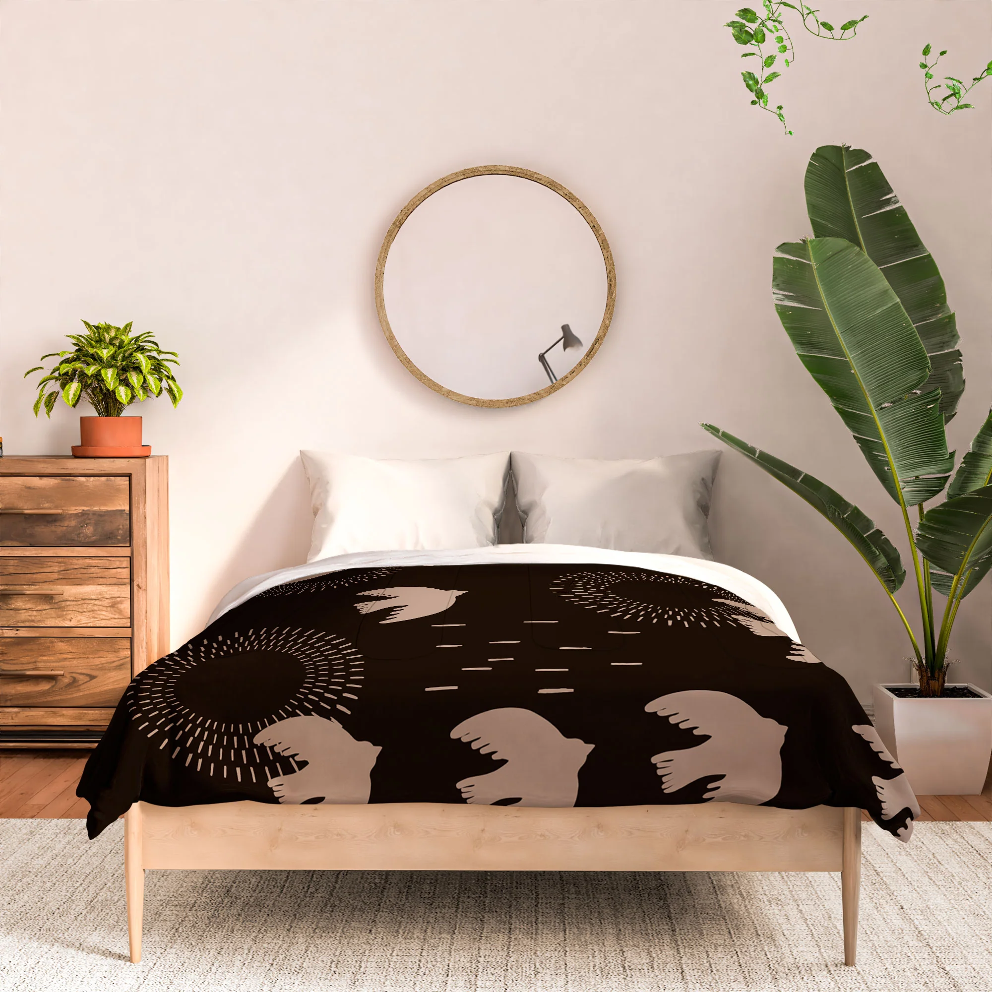 Viviana Gonzalez Espresso caramel Boho birds Comforter - Image 12