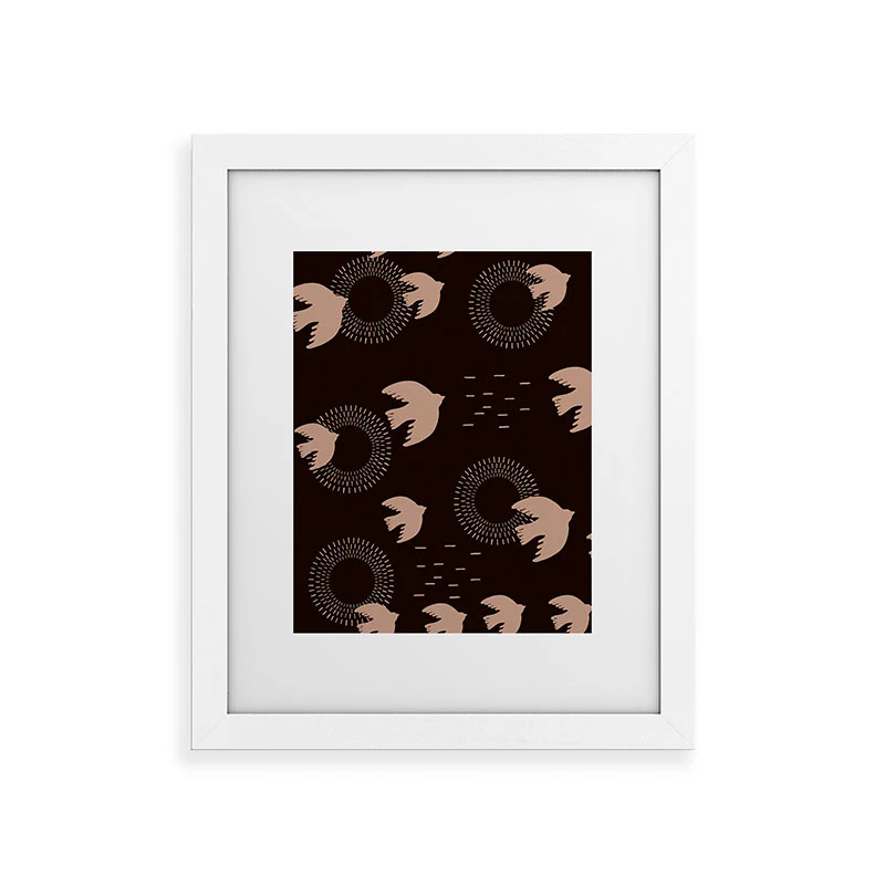 Viviana Gonzalez Espresso caramel Boho birds Framed Art Print - Image 21