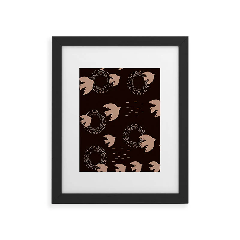 Viviana Gonzalez Espresso caramel Boho birds Framed Art Print - Image 3